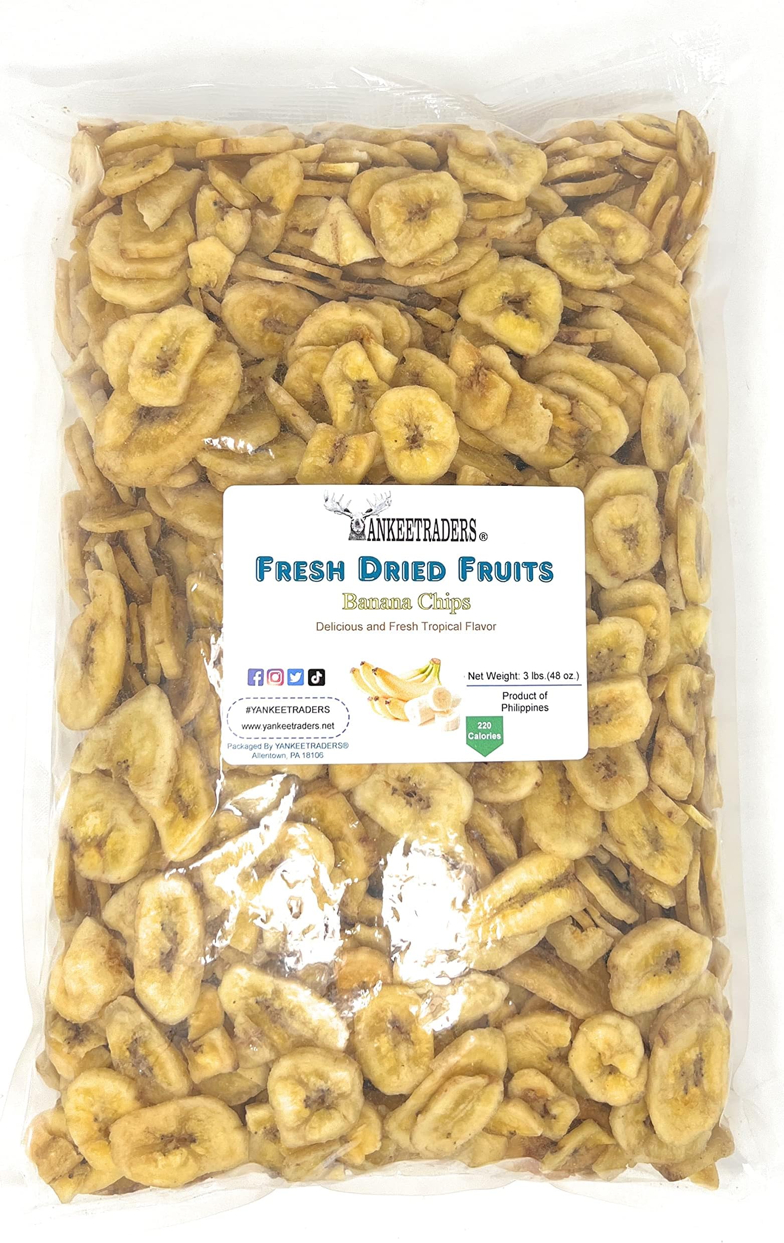 Yankee Traders Dried Chips, Banana, 3 Pound