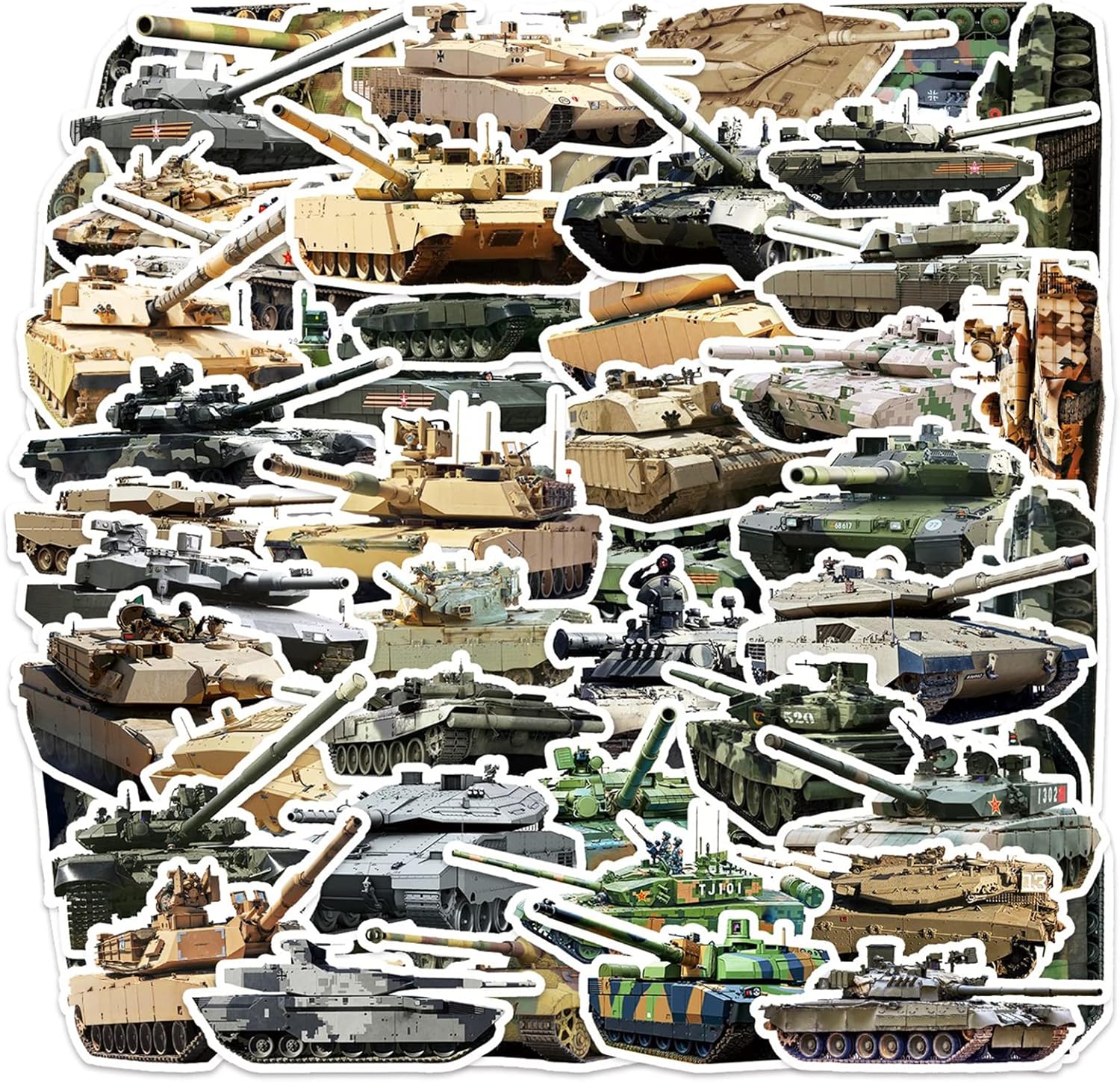 50PCS Military Stickers Pack for Kids, Tank Vinyl Waterproof Stickers