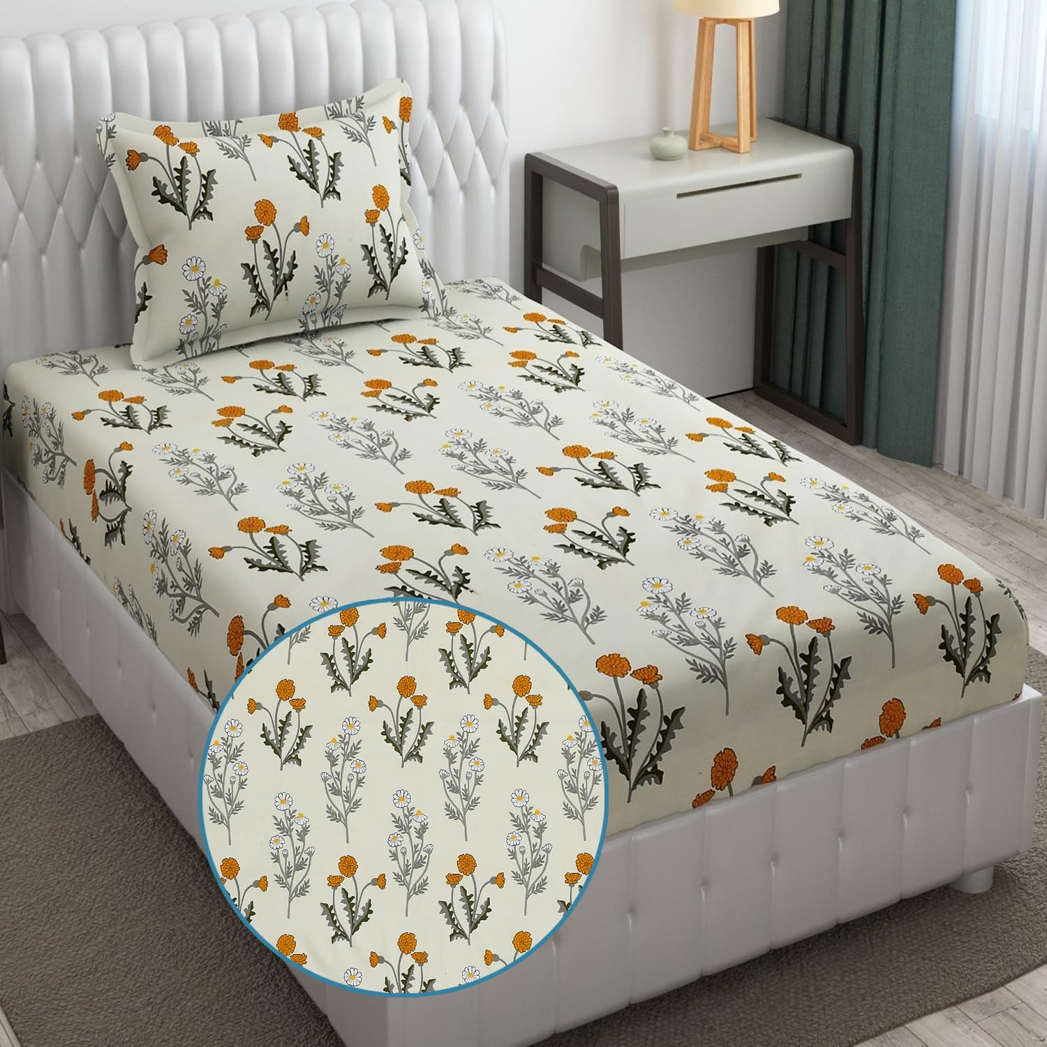 Fresh From Loom Single Bed Microfiber Bedsheet with Floral Print - 240 TC, Hypoallergenic, Includes 1 Pillow Covers (60 x 90 inch| Vanilla, Floral Design) (B0D9K2QBR2) Amazon Price History, Amazon Price Tracker