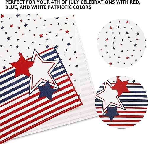 Miniatura 6 de Folkulture Camino de mesa con estrellas y rayas del 4 de julio, 100% algodón, 108 pulgadas de largo para decoración roja, blanca y azul