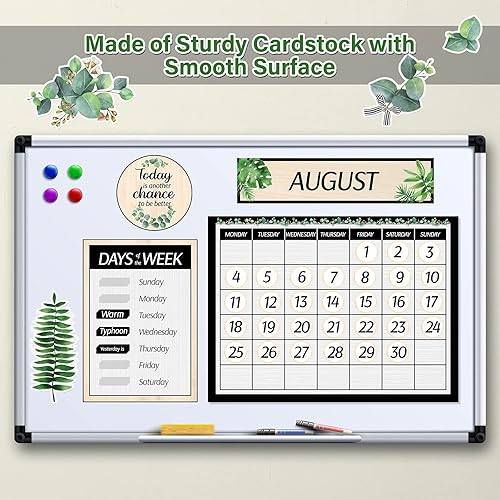 Miniatura 6 de Juego de 100 tablones de anuncios de calendario para el aula, juego de tablón de anuncios de eucalipto verde con números, para decoración de aula