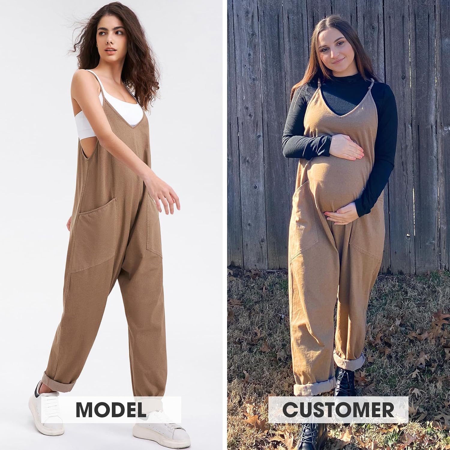 EXLURA Womens Casual Summer Jumpsuits 2026 Romper Bib Outfits Beach Vacation Denim Trendy Fashion Overalls with Pockets - Image 2