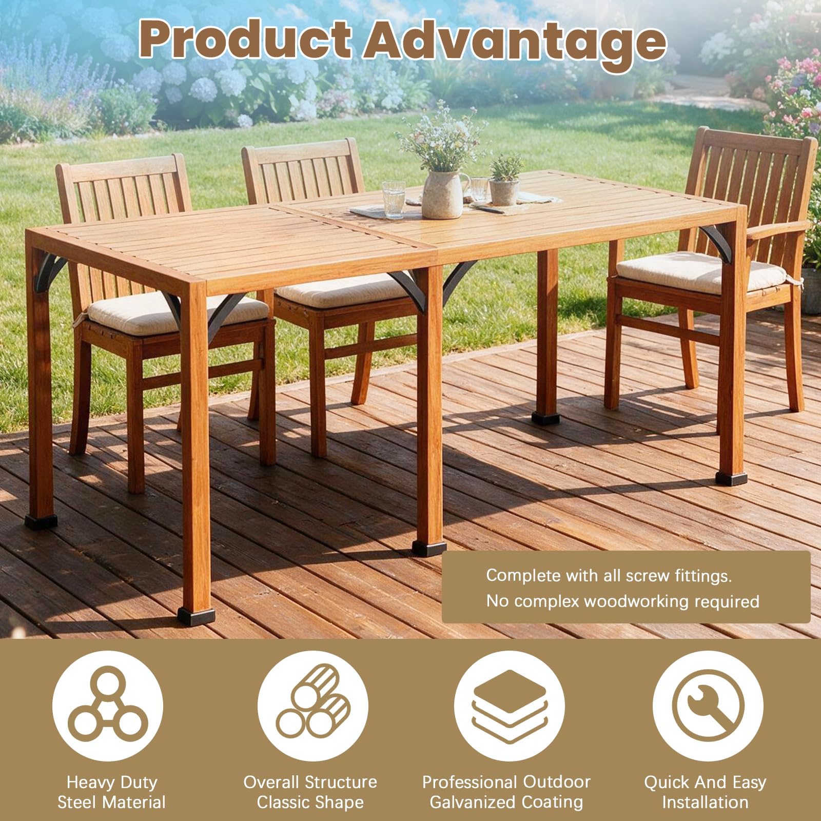 Escuadras Para Vigas De Madera, 4PCS Escuadras De Esquina Metálicas