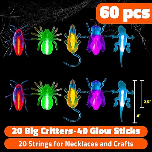 Miniatura 2 de Glow Critters y Halloween Trick or Treat - Esqueletos y calabazas que brillan en la oscuridad, 60 unidades