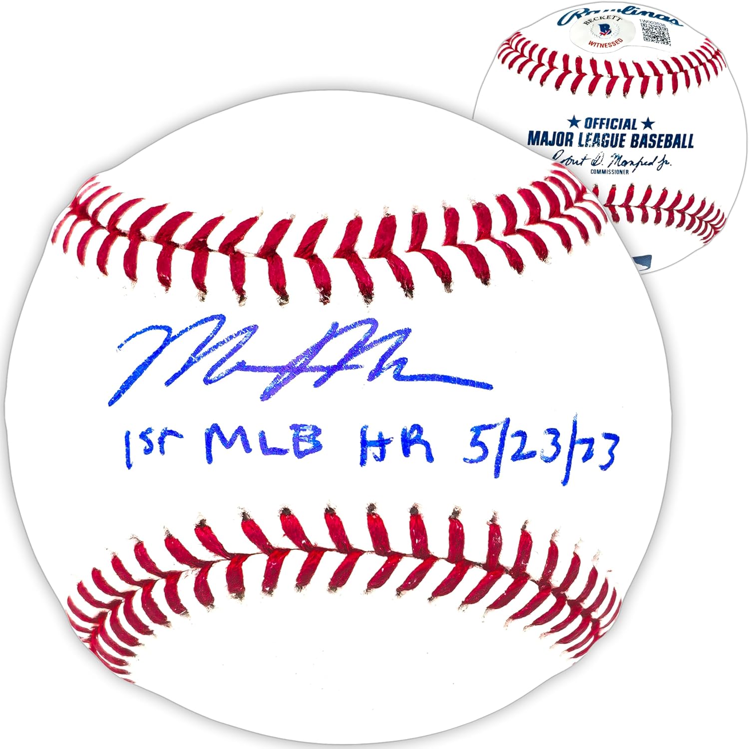 Matt McLain Autographed Official M.L.B Baseball Reds "1st M.L.B HR 5/23/23" Beckett BAS Witness Stock #222847