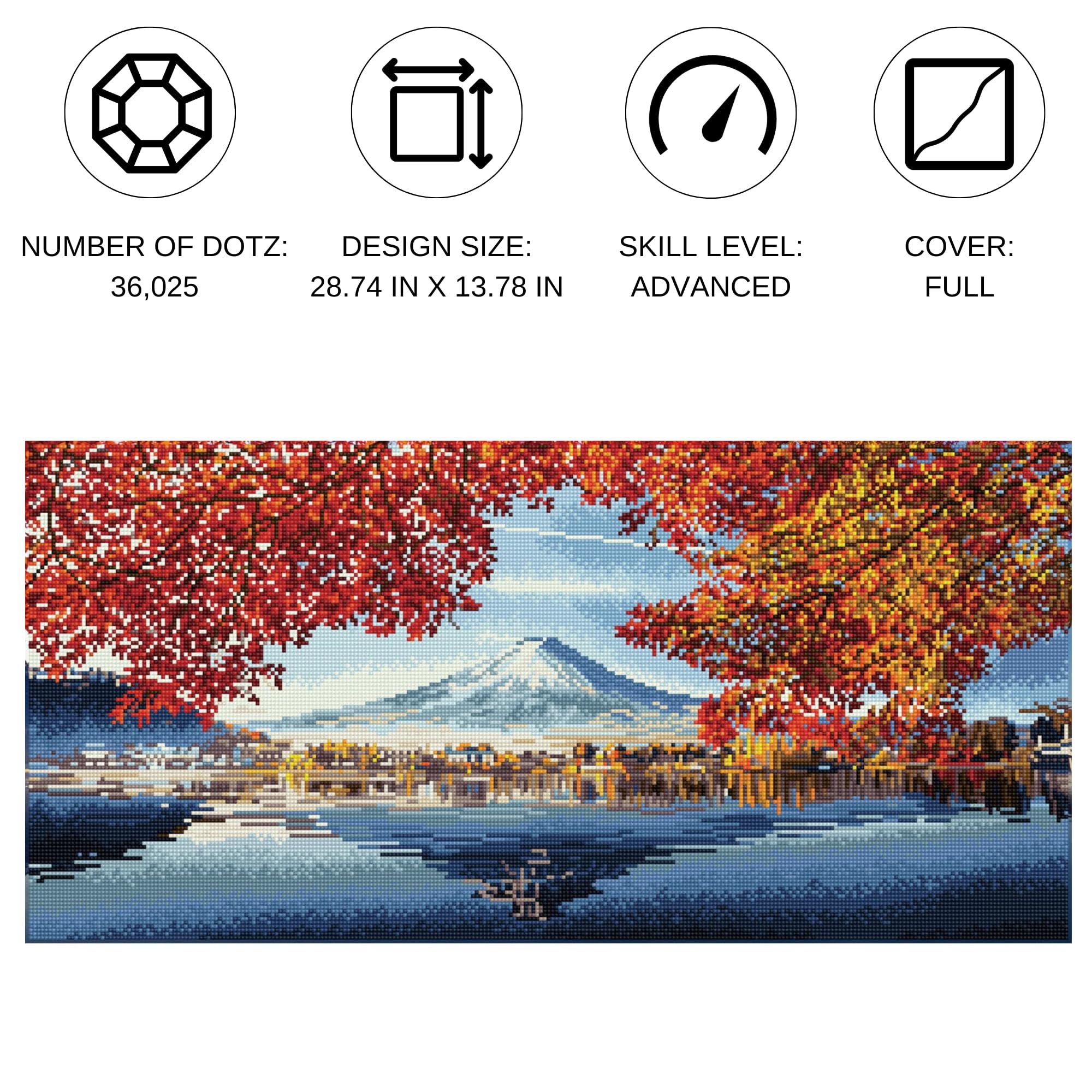 DIAMOND DOTZ 2592662 Original 5D Diamond Painting Squares Set, Mount Fuji im Herbst, DIY Diamant-Malerei-Kit mit quadratischen Glitzersteinen für Erwachsene und Kinder ab 12 Jahren, Advanced