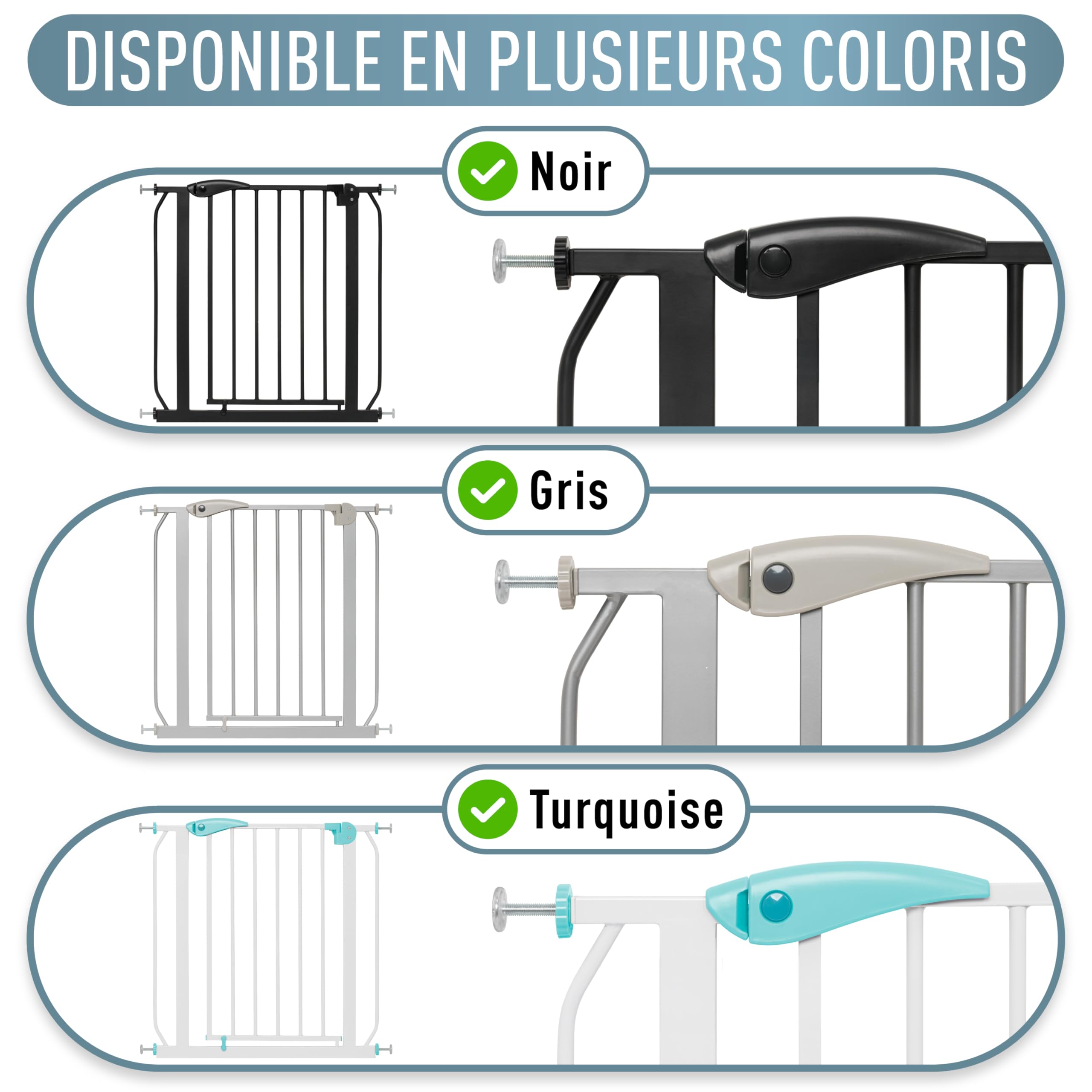 IB STYLE Barrière de Sécurité Berrin 58-185 - Barrière d'escalier, sans Perçage, Fixation par Pression, pour Enfants 6 a 24 Mois, Blanc Gris, 85-95 cm