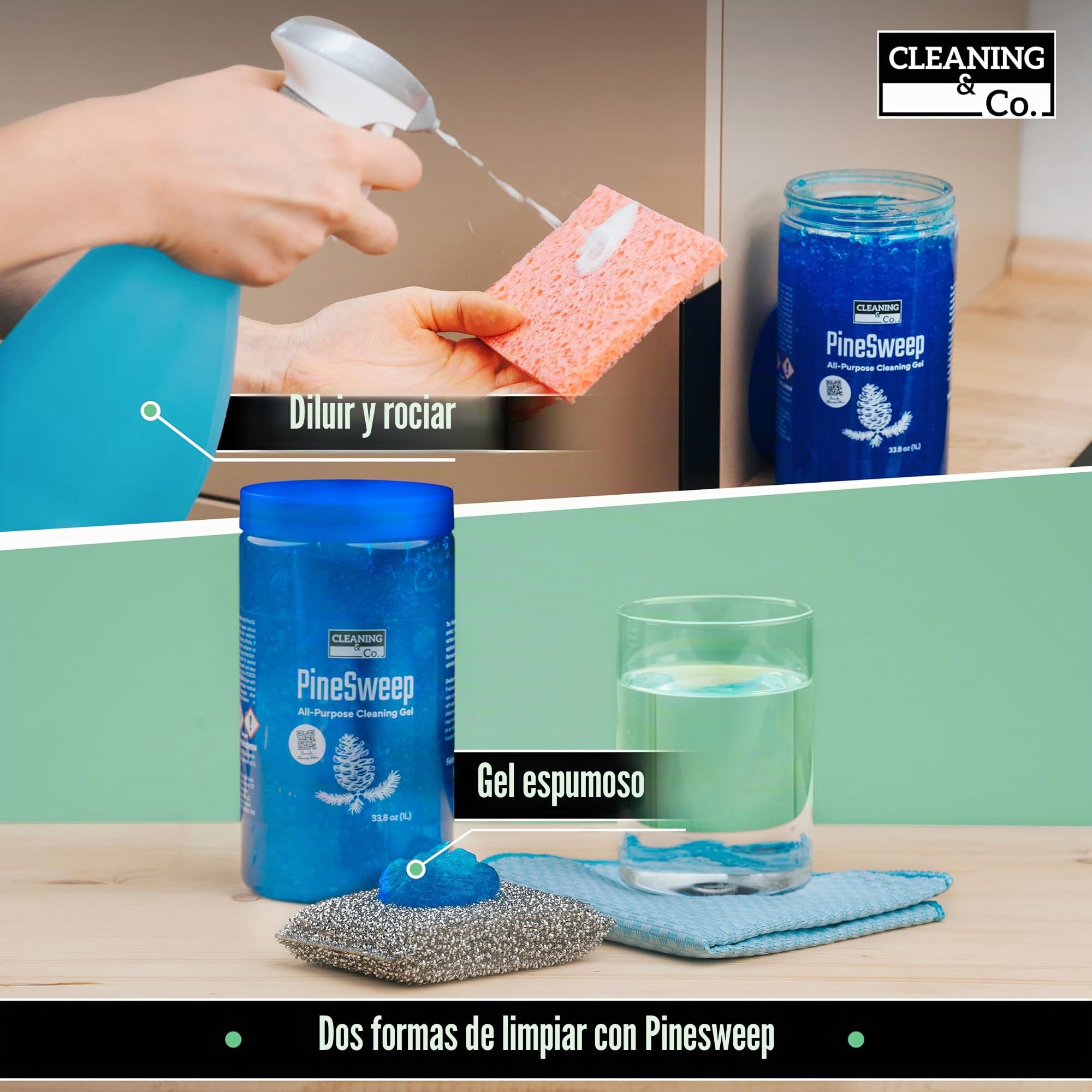 Gel de limpieza multiusos con aceite de pino, limpiador doméstico multiusos para baño, cocina, suelos, lavandería y más, 33.8 onzas líquidas