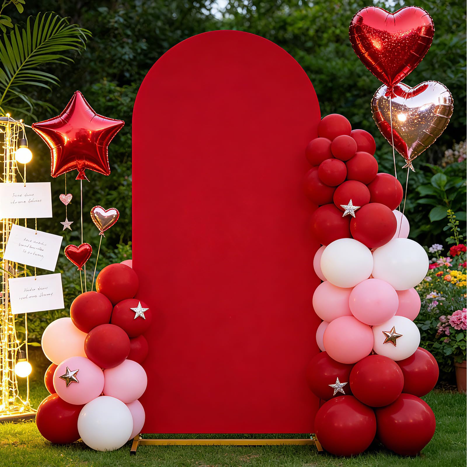 Red Arch Backdrop Cover 6.6FT Spandex Fitted Red Wedding Arch Covers | Round Top Chiara Arches Backdrop Cover Fabric for Birthday Balloon Wedding Party Decoration