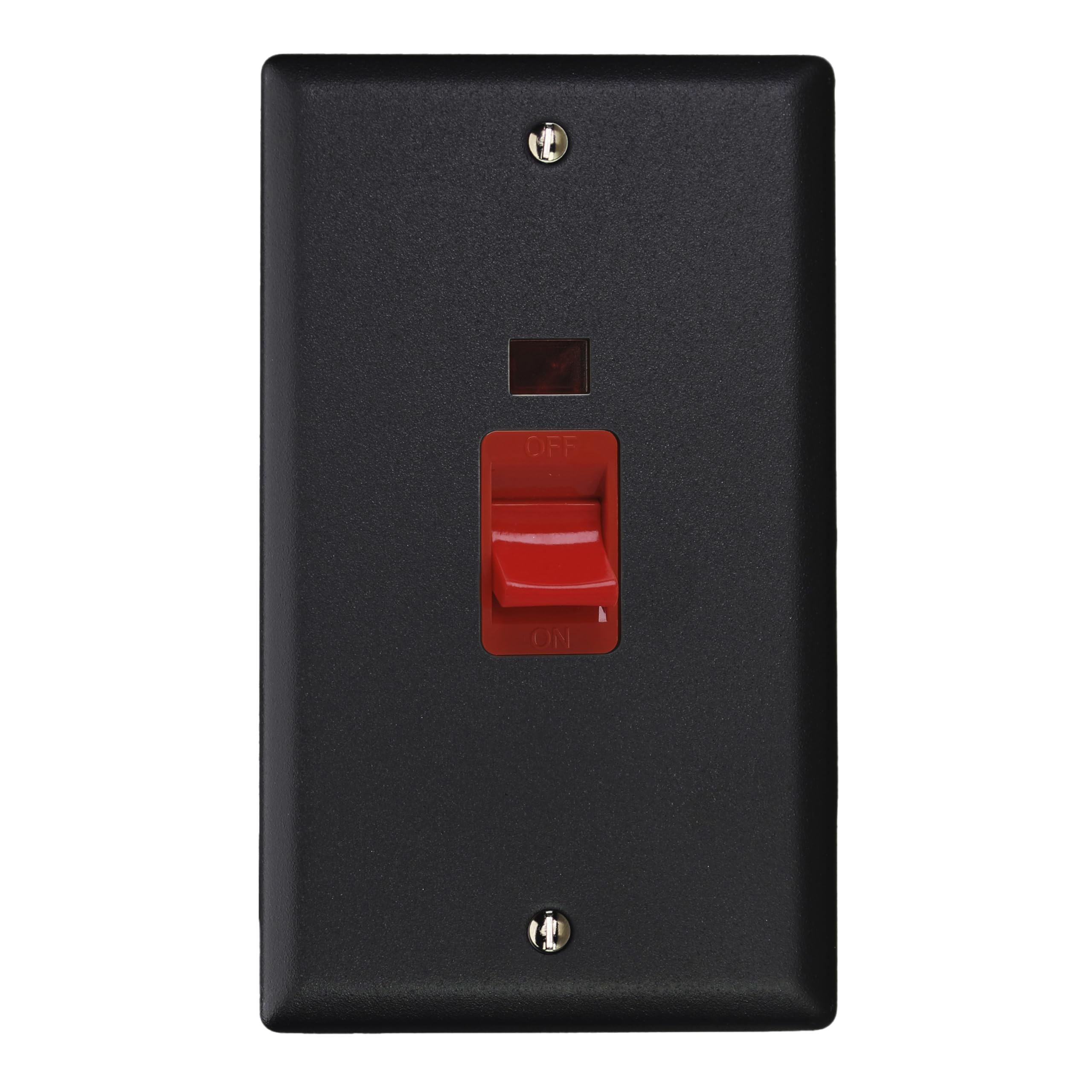 Varilight Vertical Cooker Switch with Neon - Urban/Vogue Matt Black with Red Insert, XY45N.MB, 150x91x35mm