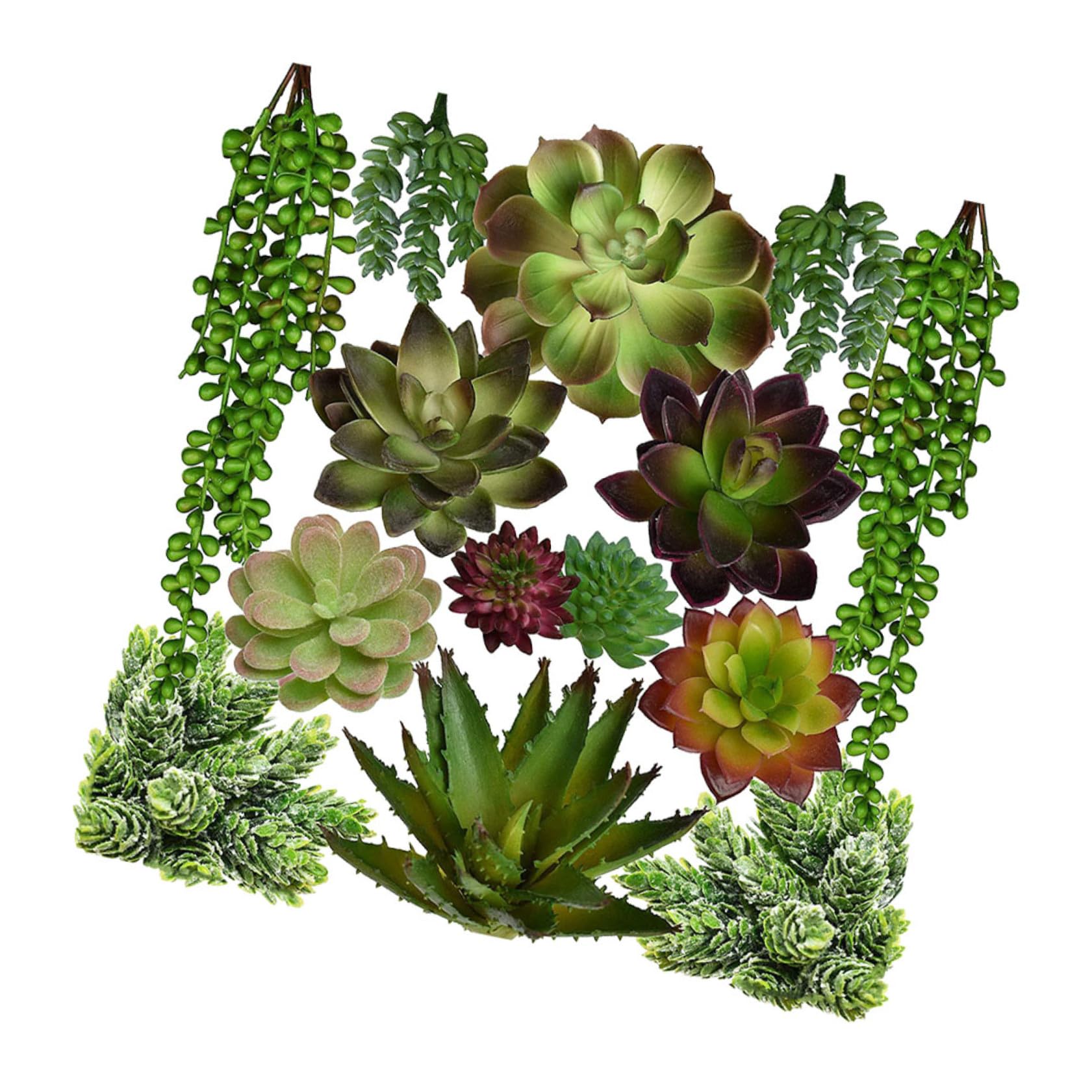 de Suculentas Artificiales Verdes de PVC y PE sin Cuidado Diario ni Decoloración Varios Estilos 14 Piezas y de Jardines para Accesorios Creativos Varios Estilos