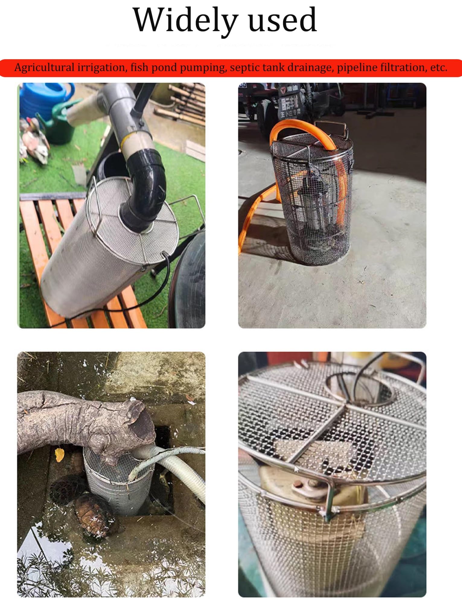 Protector de bomba de malla ultrafina de acero inoxidable, pantalla de filtro sumergible y protector para pozos, estanques, aguas residuales y tanques sépticos, diseño que no se obstruye