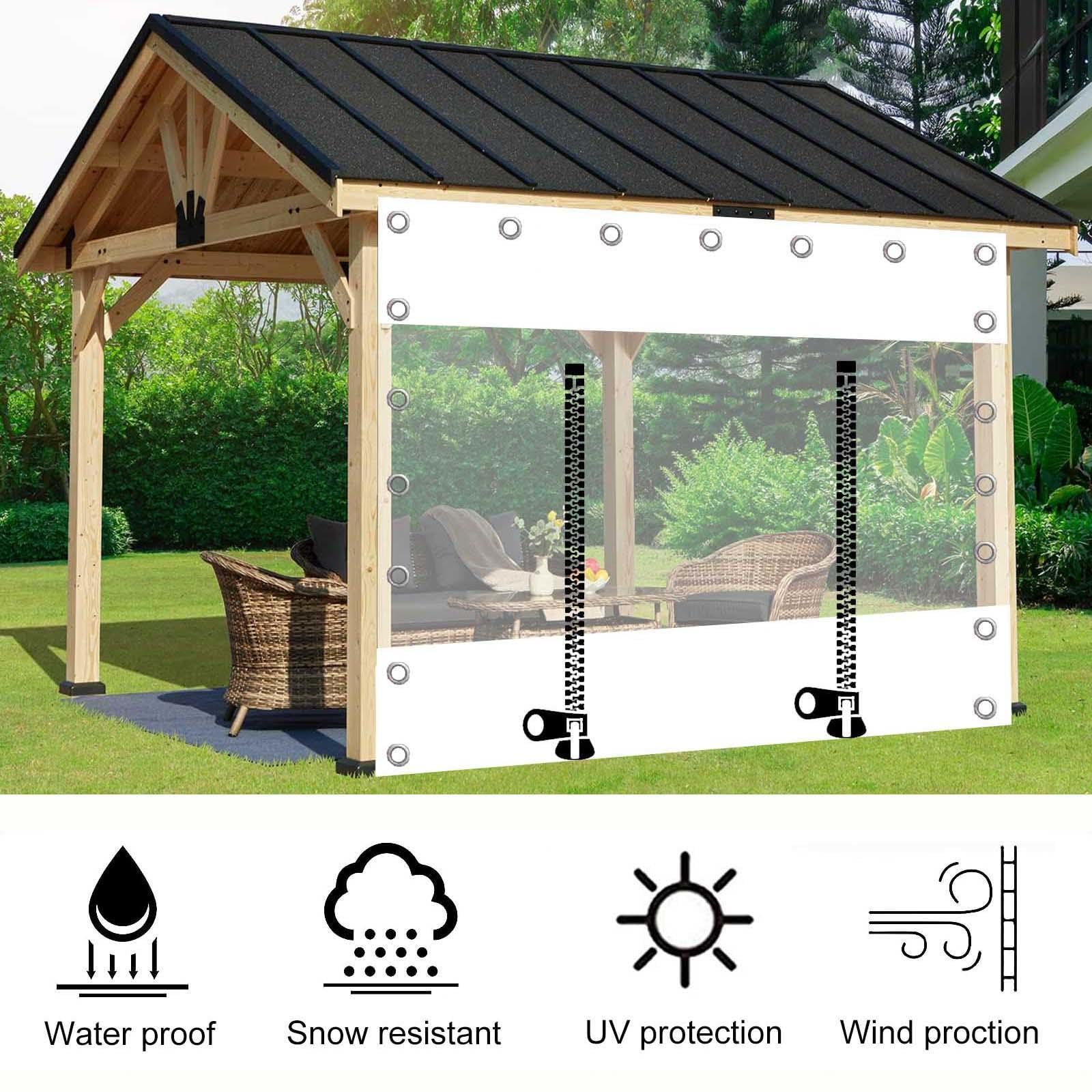 Tende Teloni Trasparenti Per Esterni Gazebo Con Cerniera,2,2x2m 2,5x2,5m 2,8x2,2m Pannelli Laterali in Telone Trasparente,Telone Impermeabile in Plastica Pvc Con Occhielli,L×H-3.3*1.8m(10.8*5.9ft