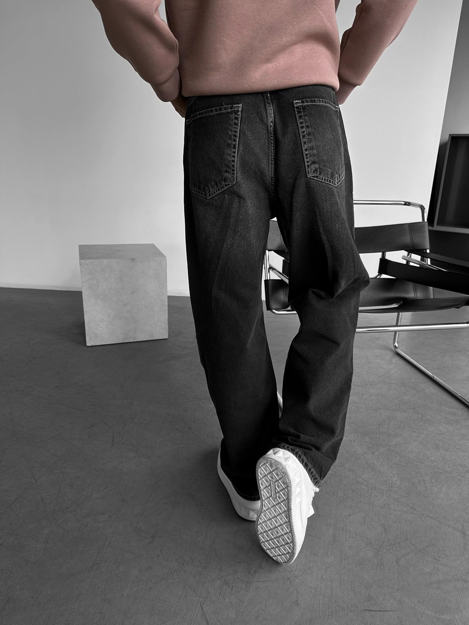 Relax Baggy Washed Jeans - Black