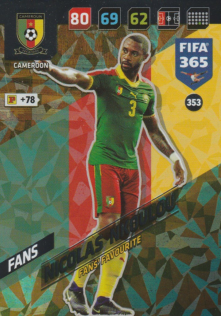 PaniniAdrenalyn 2018 FIFA 365 353. Nicolas Nkoulou (Cameroon) - Fans' Favourite