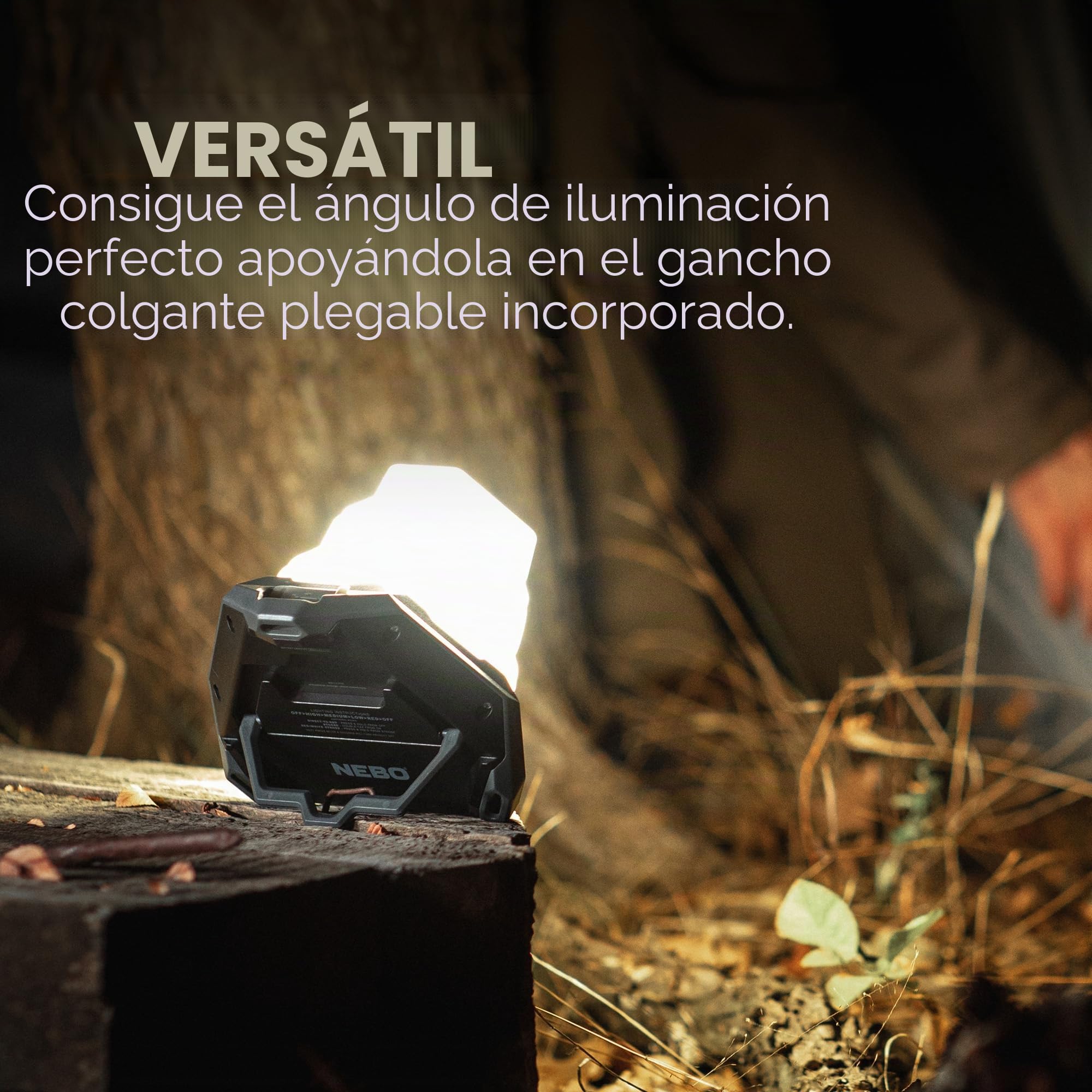 NEBO Galileo Air 500 Farol Camping Plegable – 500 Lúmenes | Plegable Plano | 6 Modos | Direct-to-Red | Smart Power Control | Gancho Plegable | IPX4 | 330g | 3x AA | Linterna de camping plegable inflable de 500 lúmenes, IPX7 resistente al agua, luz ultrali