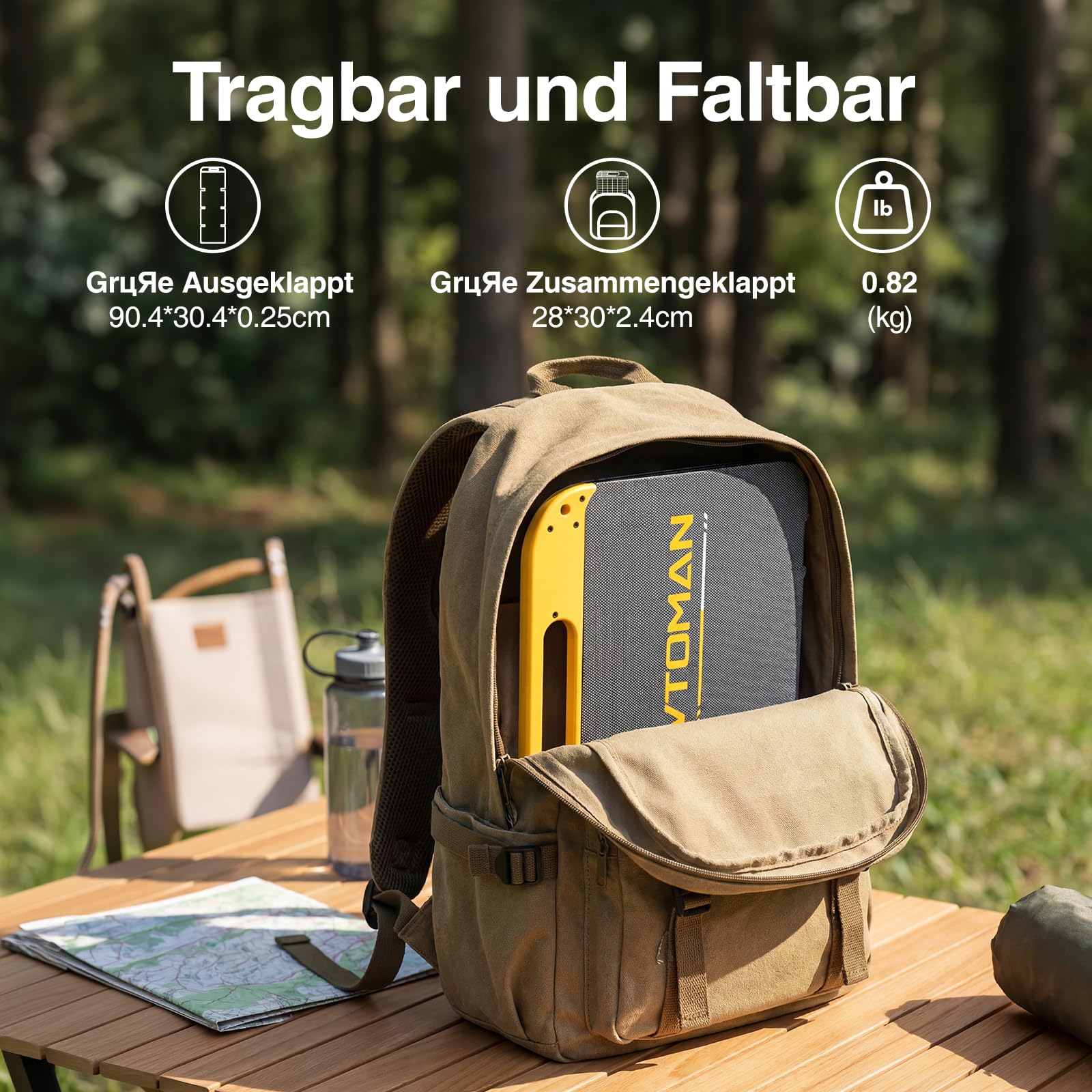 VTOMAN VS40 Faltbares Solarladegerät 40W ETFE-Solarpanel, 25% Wirkungsgrad | IP67, Dual USB-A & USB-C (PD30W) Ausgang , leicht, 13,9V für Powerstation, Handy, Powerbank, Camping & Wandern