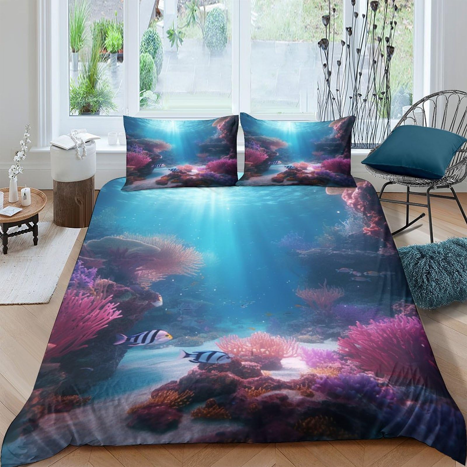 Couette respirante avec fermeture éclair Monde océanique 220x240 anti-allergie pour lit enfant