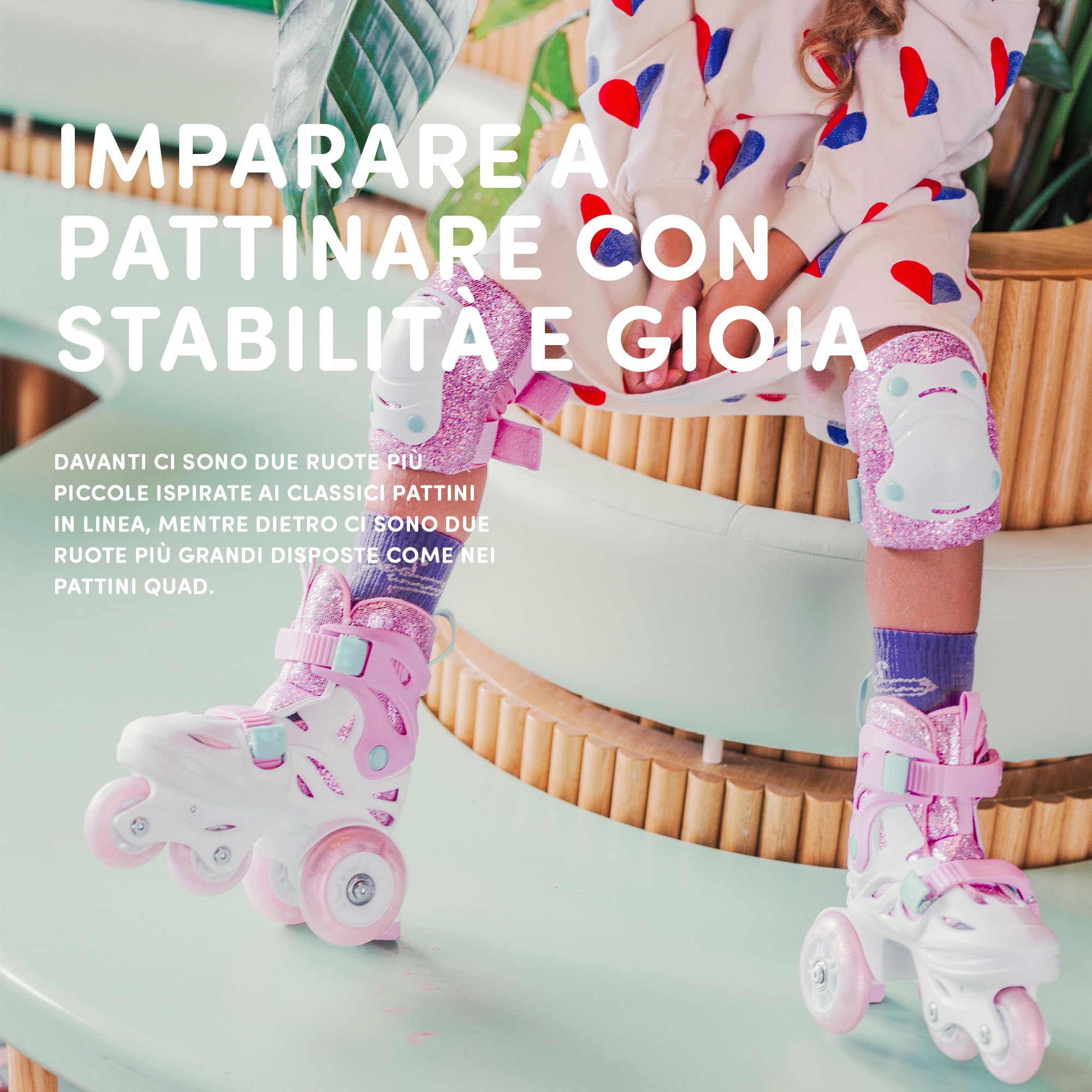 Cariboo Pattini per Bambini Regolabili Set Protezioni Ginocchia Gomiti Polsi Ballerina