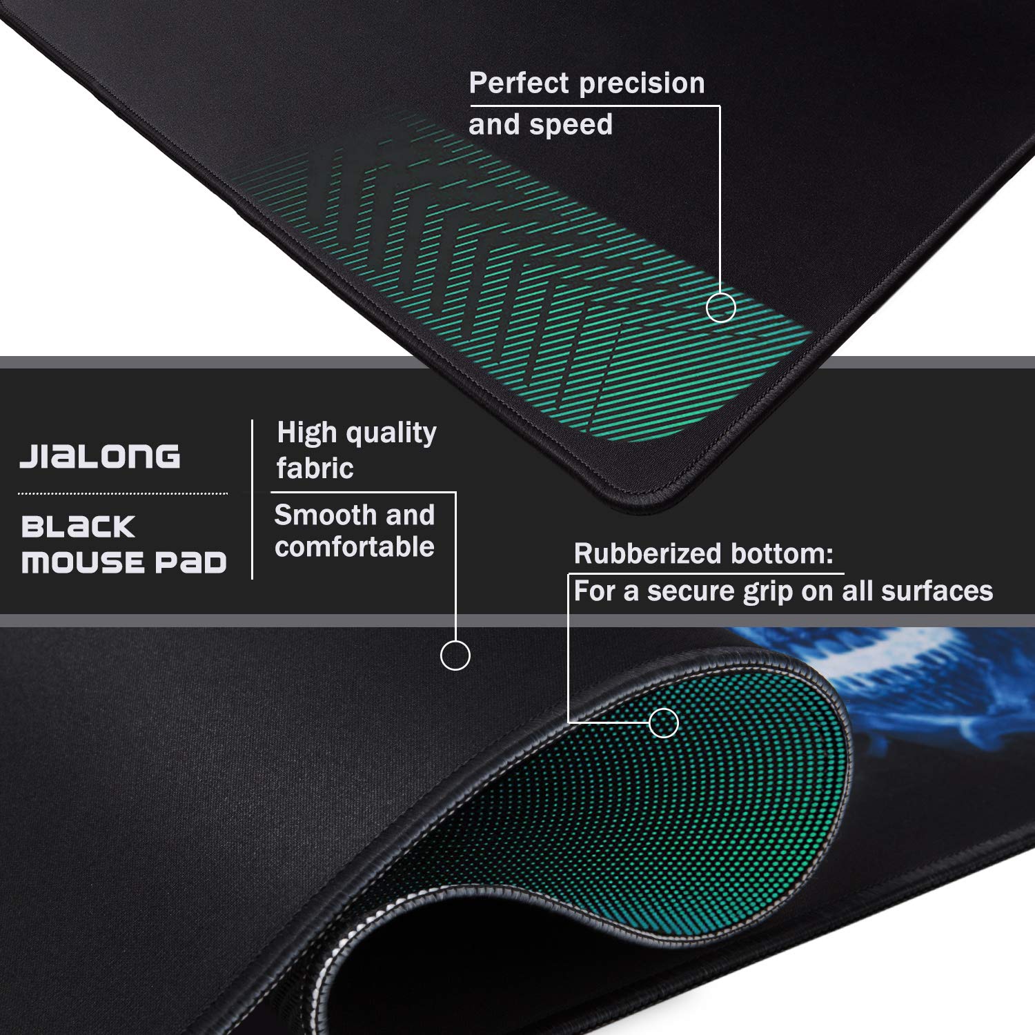 JIALONG Tappetino Mouse Gaming Grande Mouse Pad XXL (900x400x3mm) Confortevole, Tappetino per Mouse con Superficie in Stoffa Esclusiva, Precisione e velocità Migliorate, Progettato per Il Giocatore
