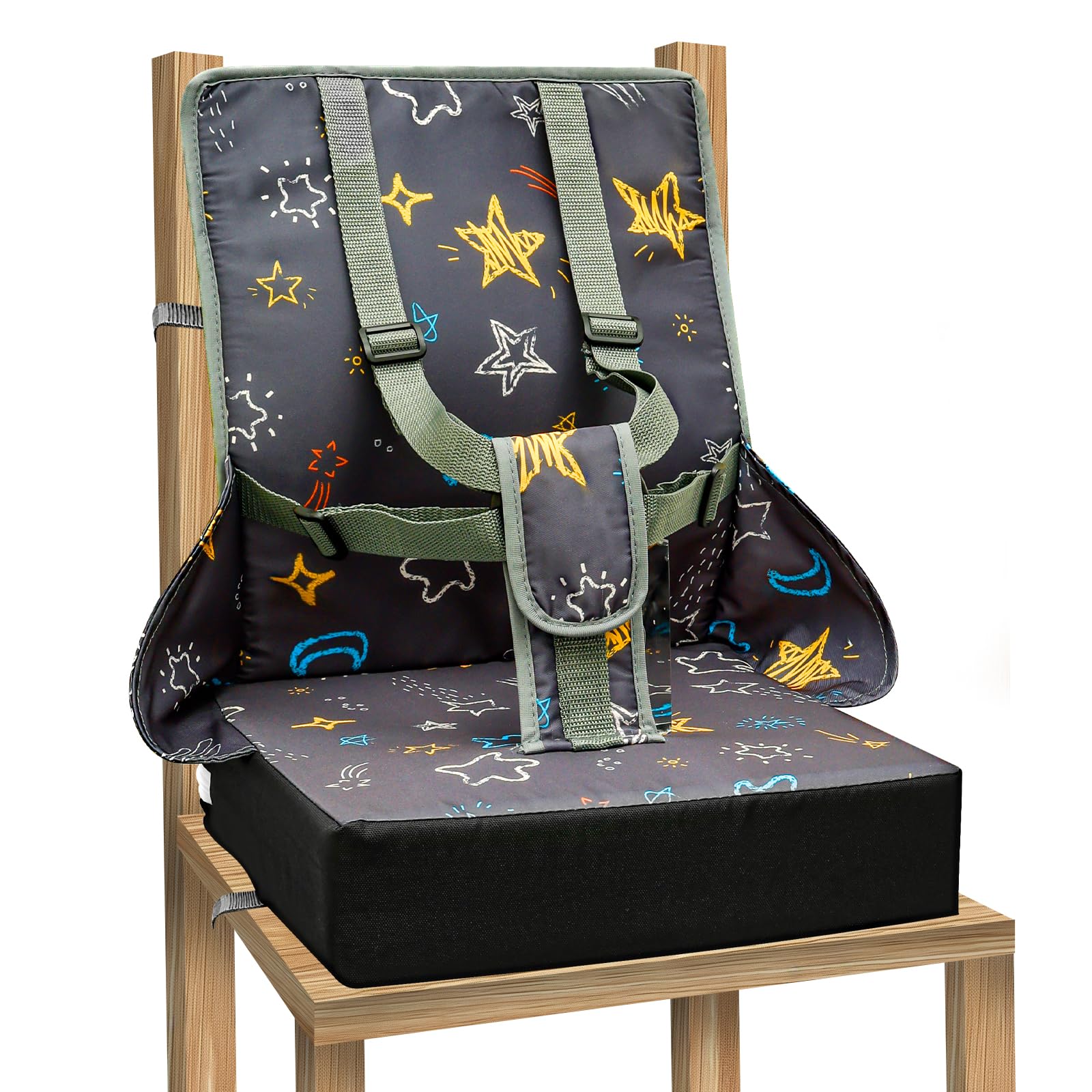 Toddler Booster Seat for Dining Table,Portable High Chair Seat Cushion with Backrest & Adjustable Safety Buckles,Travel Highchair Booster Cushion for Kids Child