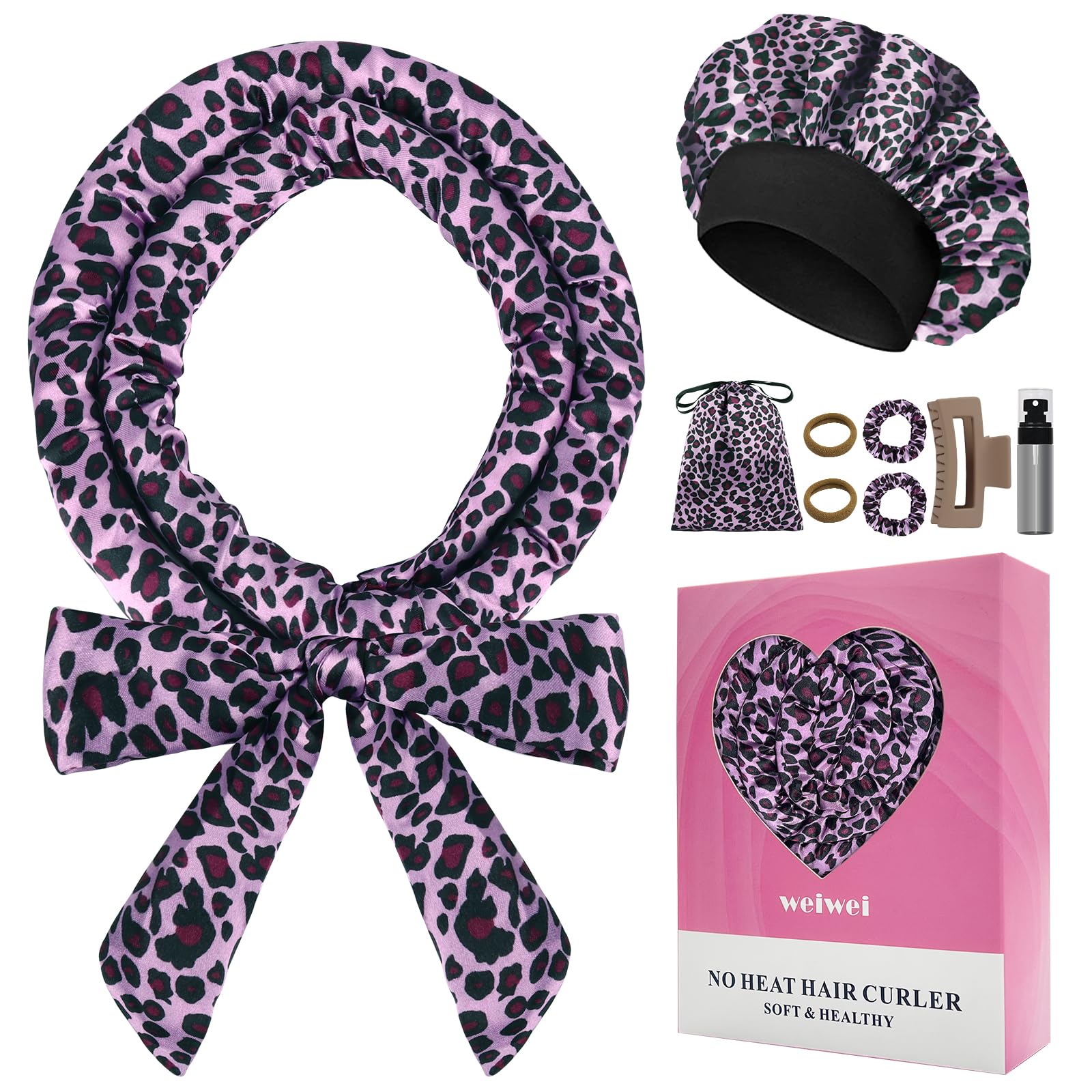 weiwei Satin Overnight Heatless Curls Lockenband, Lockenwickler Über Nacht Locken Ohne Hitze, 70" Locken Über Nacht Heatless Curls Band, 9 Stück Lockenwickler Ohne Hitze Set für Lange Haare