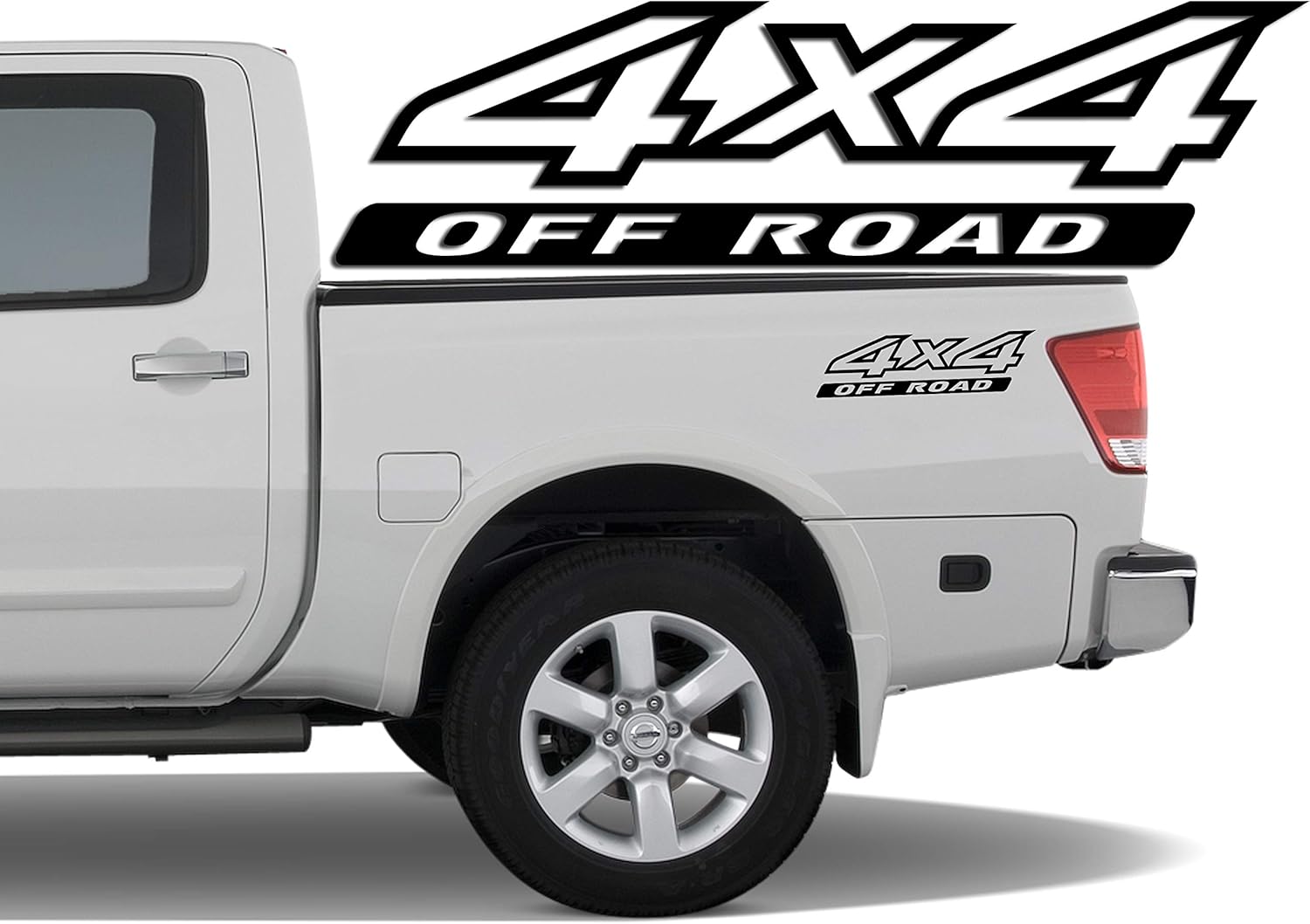 2 x Matte Black Custom 4X4 Off-Road Bedside Vinyl Decals Stickers fits Nissan Titan King Crew Cab LE SE