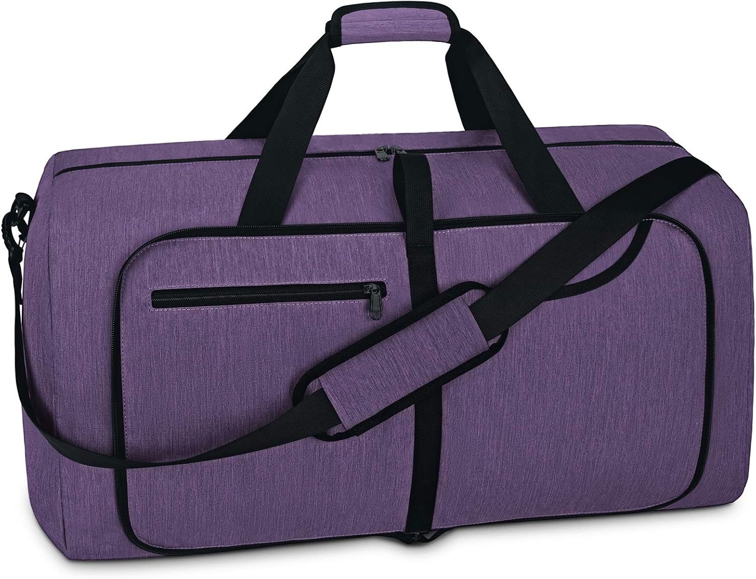 Travel Duffel Bag 65L Foldable Weekender Overnight Bags for Men Women Waterproof Sports Gym Bag with Shoes Compartment Holdall Weekend Bag Purple