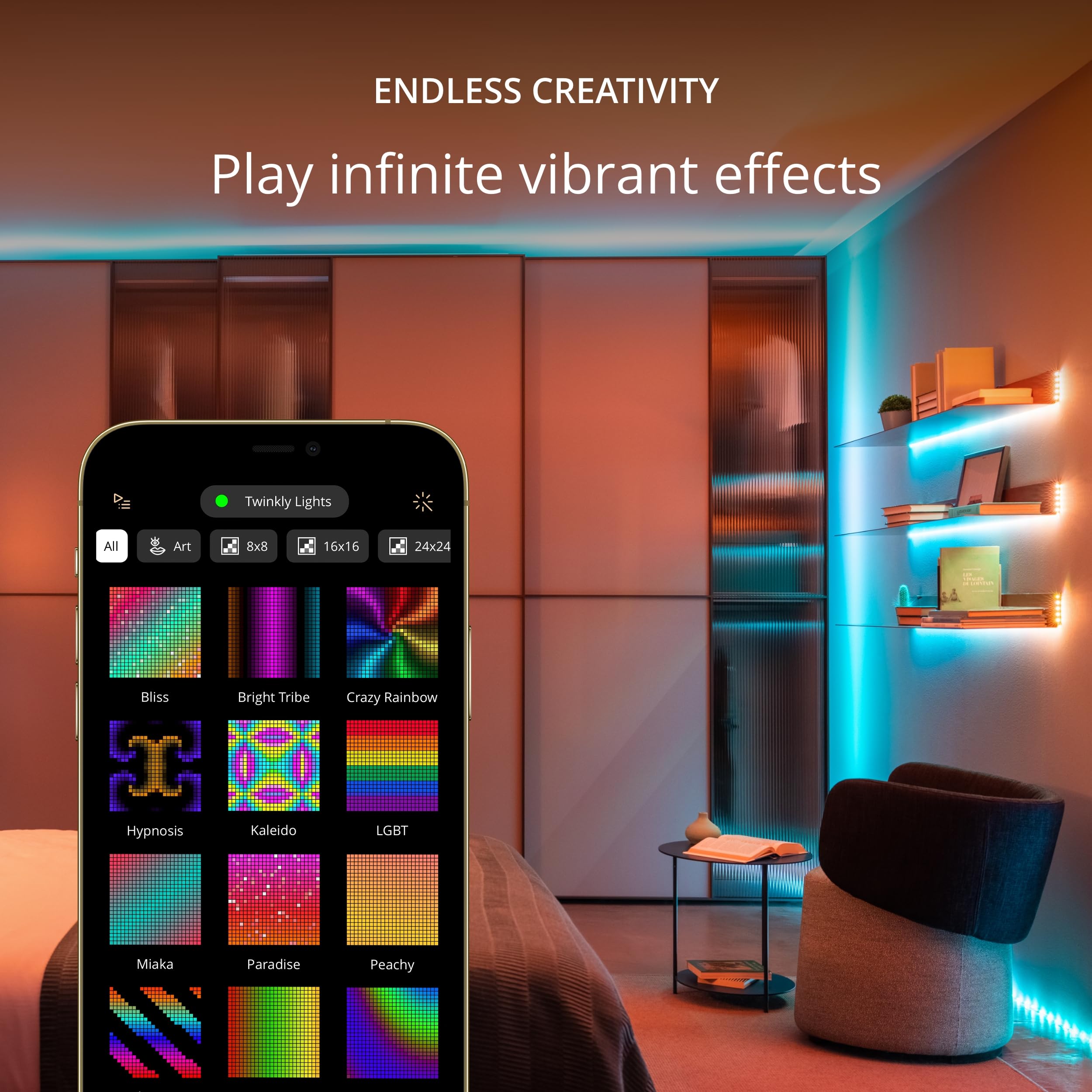 Twinkly Dots – App-gesteuerte LED-Lichterkette mit 60 RGB (16 Millionen Farben) LEDs. 3 Meter. Transparenter Kabel. USB-gespeist. Innen Smart Home Dekoration Licht, TWD060STP-T