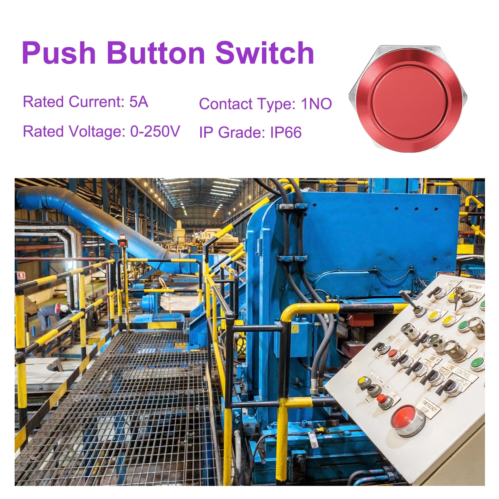 DMiotech 1 Pcs 22mm / 7/8" Push Button Switch - Image 3
