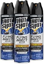 Hot Shot Flying Insect Killer, 15 Ounces, Aerosol Formula Kills Houseflies, Mosquitoes and Other Listed Flying Insects by Contact Indoors and Outdoors with Clean Fresh Scent, 3 Pack