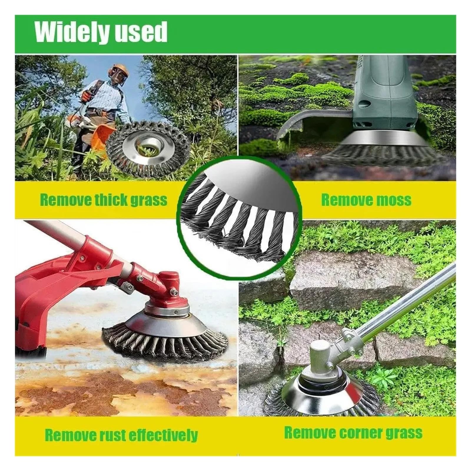 Cabezal Cortador De Cepillo De Malas Hierbas, Cabezal De Corte De Alambre De Acero, Cepillo Cortacésped con Kits De Adaptador, Herramientas(10inch Trimmer Head)