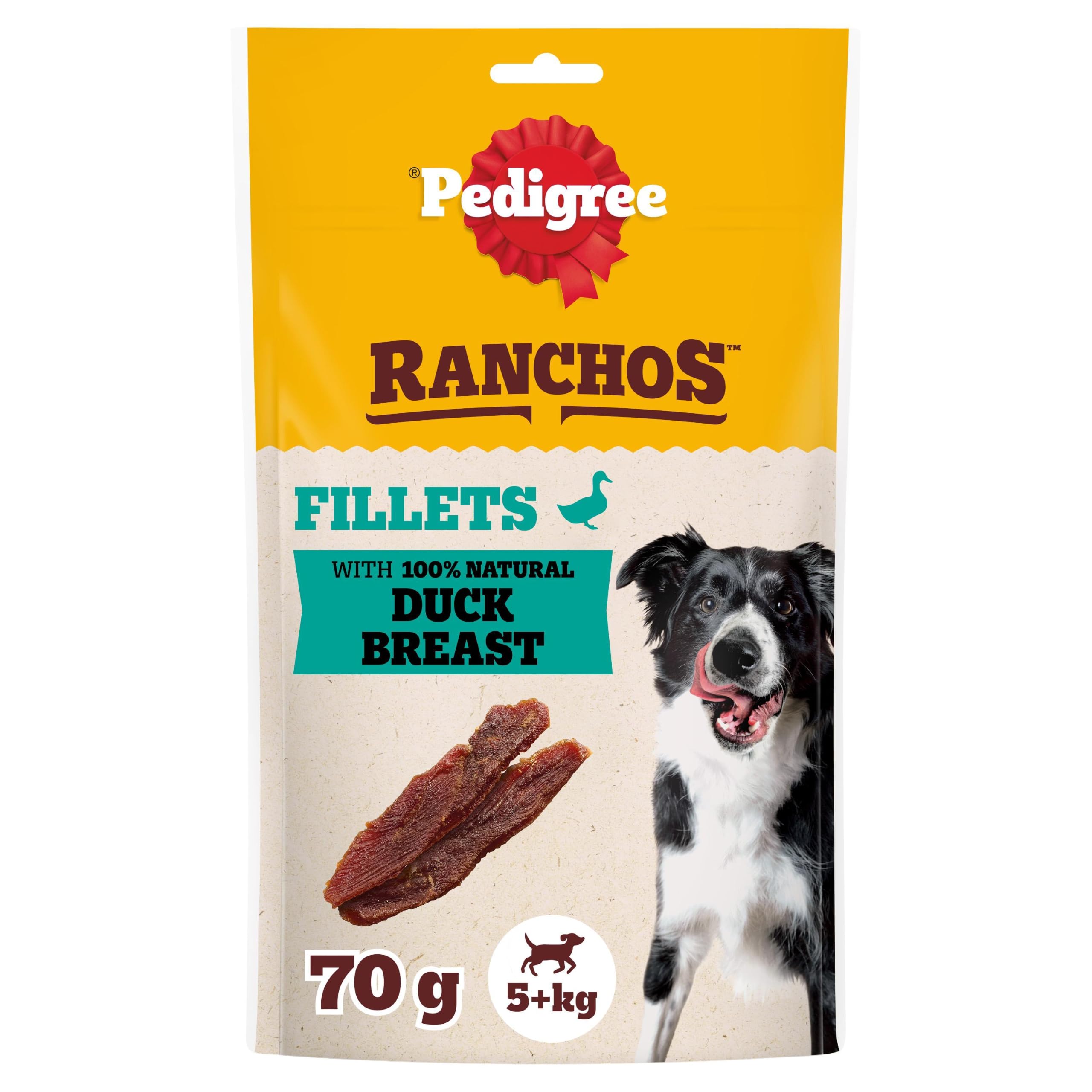 PEDIGREE RANCHOS Fillets with 100% Natural Duck Breast Dog Treats 12 x 70g (Pack of 12)