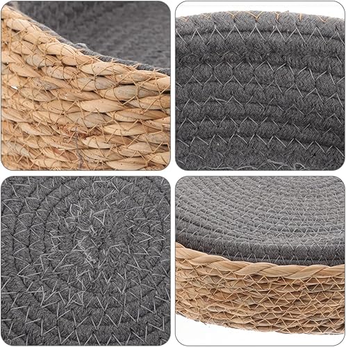 Miniatura 4 de Cesta de cama de mimbre natural para gatos, hecha a mano, trenzada, con cojín suave, para sofá y gato, con cojín para gatito, cachorro, perro