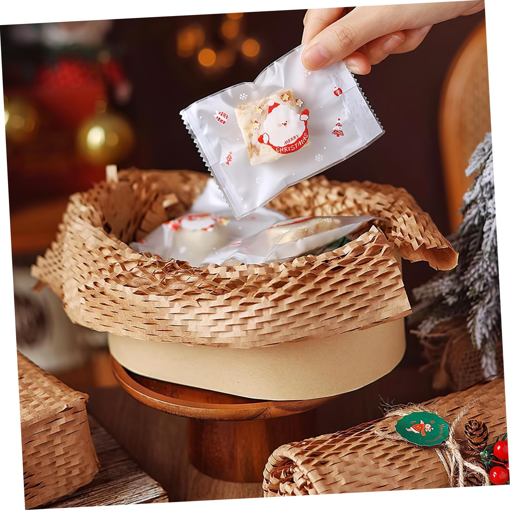 Rollo de Papel de Nido de Abeja, 1 Rollo, Papel Kraft