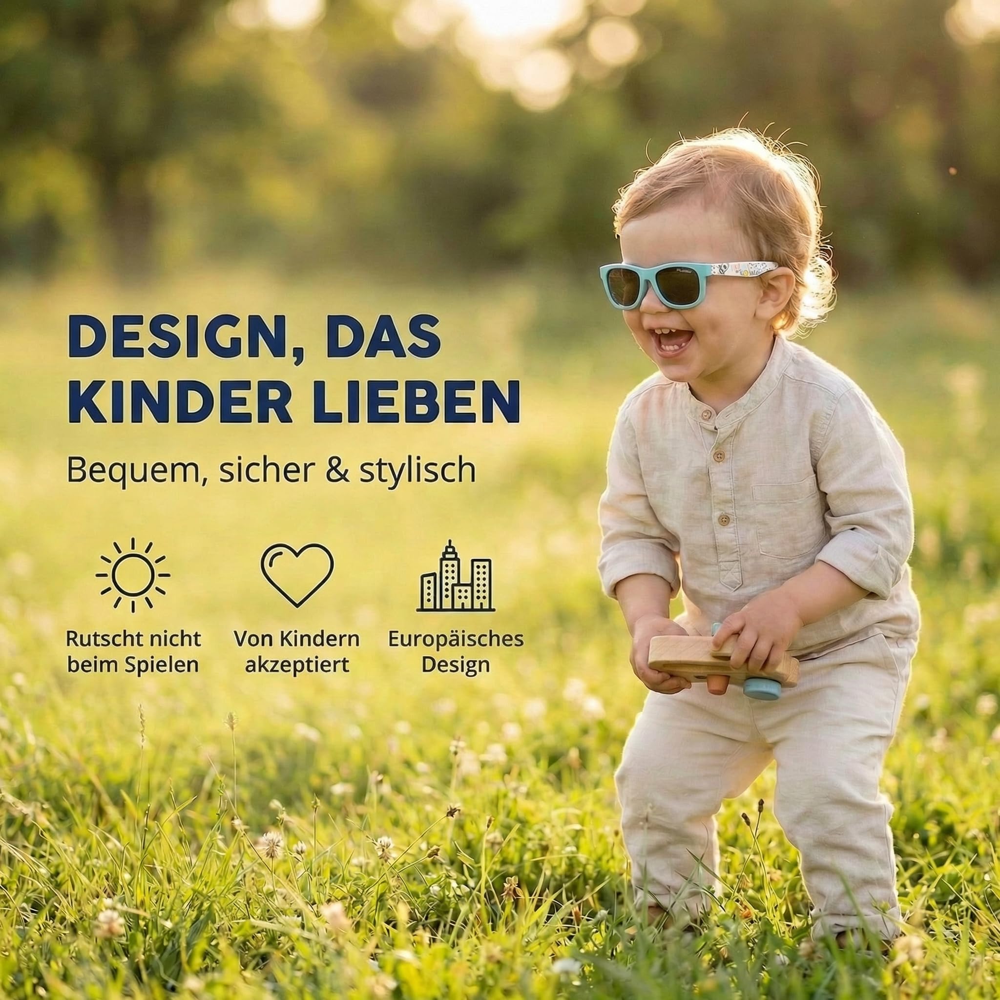 Kiddus Baby Sonnenbrille 8 Monate bis 2 Jahre, CAT4 Polarisierte Gläser, UV400 Schutzbrille für 1 Jahr Kleinkind, Jungen und Mädchen, Flexibles TPE, Barcelona Design