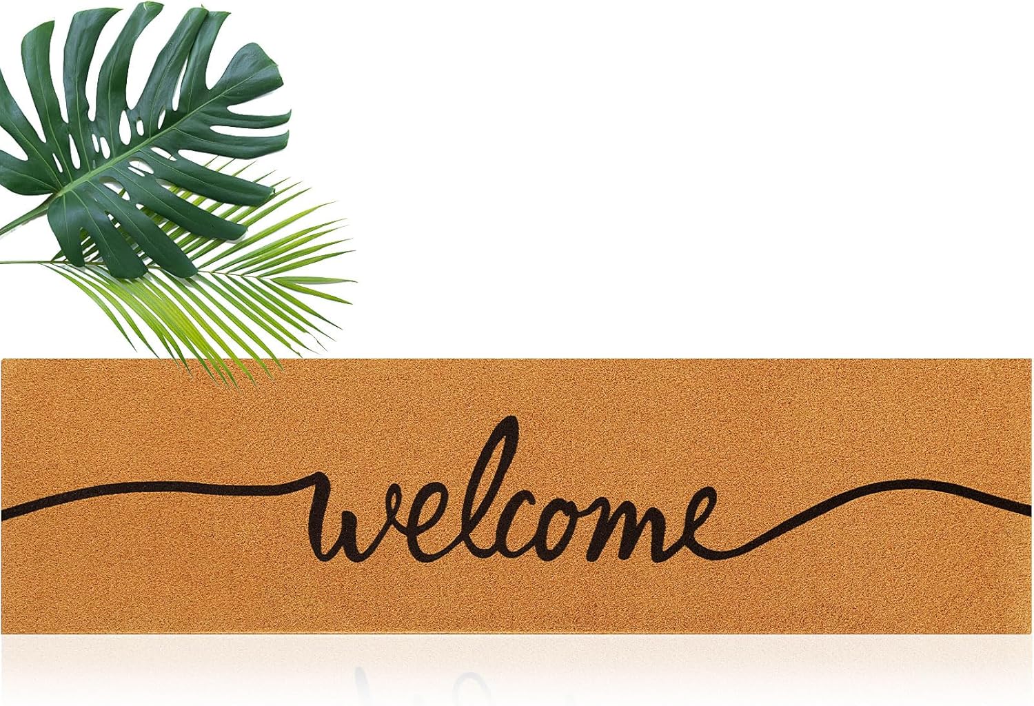 Honeydak 60" x 16" Extra Long Front Door Mat, Non Slip Large Outdoor Rug for Double Doors, Oversized Entrance Faux Coir Summer Welcome Mat for Porch Entryway Patio Decorative(Welcome)