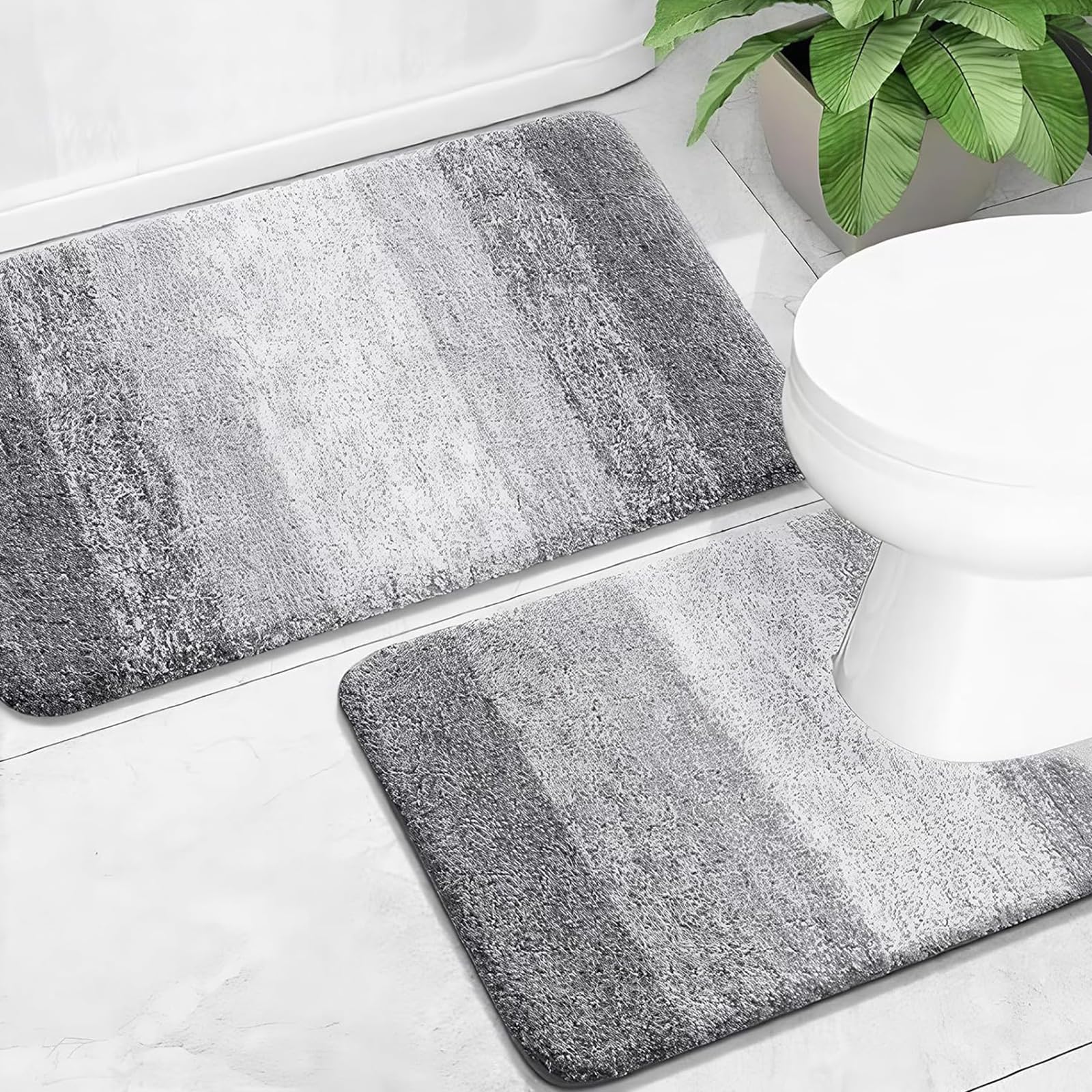 Xazuninsu Bathroom Mat Sets 2 Piece,These Bathroom Mats And Toilet Seat Covers Are Made Of Soft, Plush Microfibers That Are Highly Absorbent, Easy To Clean, And Slip‑Resistant.