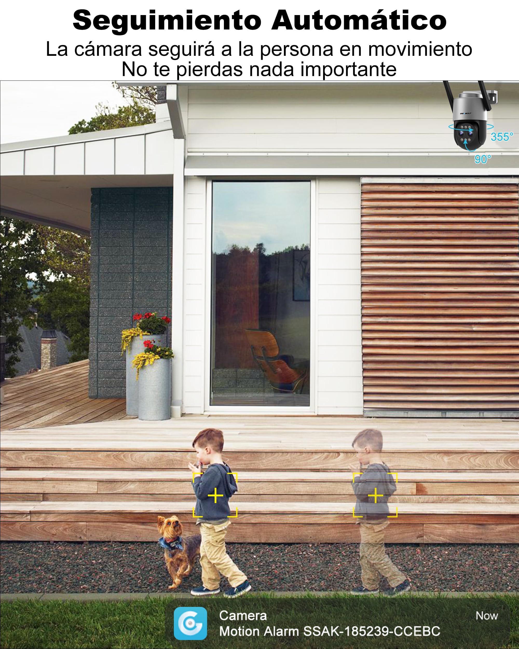 GENBOLT 2.5K PTZ WiFi Cámara Vigilancia Exteriores con PoE,Doble Lente 4MP IP Cámara Seguridad Exterior 10X Zoom Híbrido,Color Nocturno,Seguimiento Automático y Detección de Humanoides(2.4&5GHz) | Zoom híbrido 10X, grabación 24/7, CC y POE, cámara PTZ, no