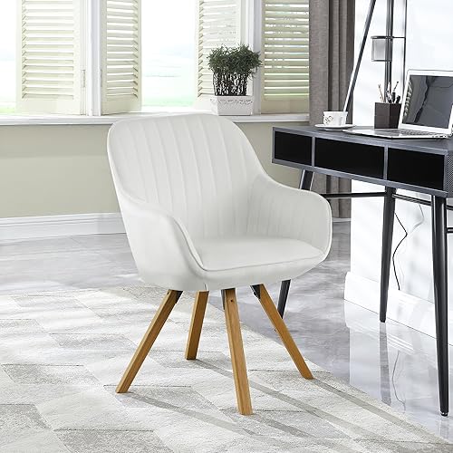 Miniatura 8 de KithKasa Juego de 2 sillas de comedor modernas de mediados de siglo, silla de escritorio sin ruedas, silla giratoria de oficina en casa con patas de