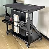 Height Adjustable Computer Tower Cart Stand, Mobile PC Laptop Standing Table, Printer Stand with Lockable Rolling Caster for Office Home