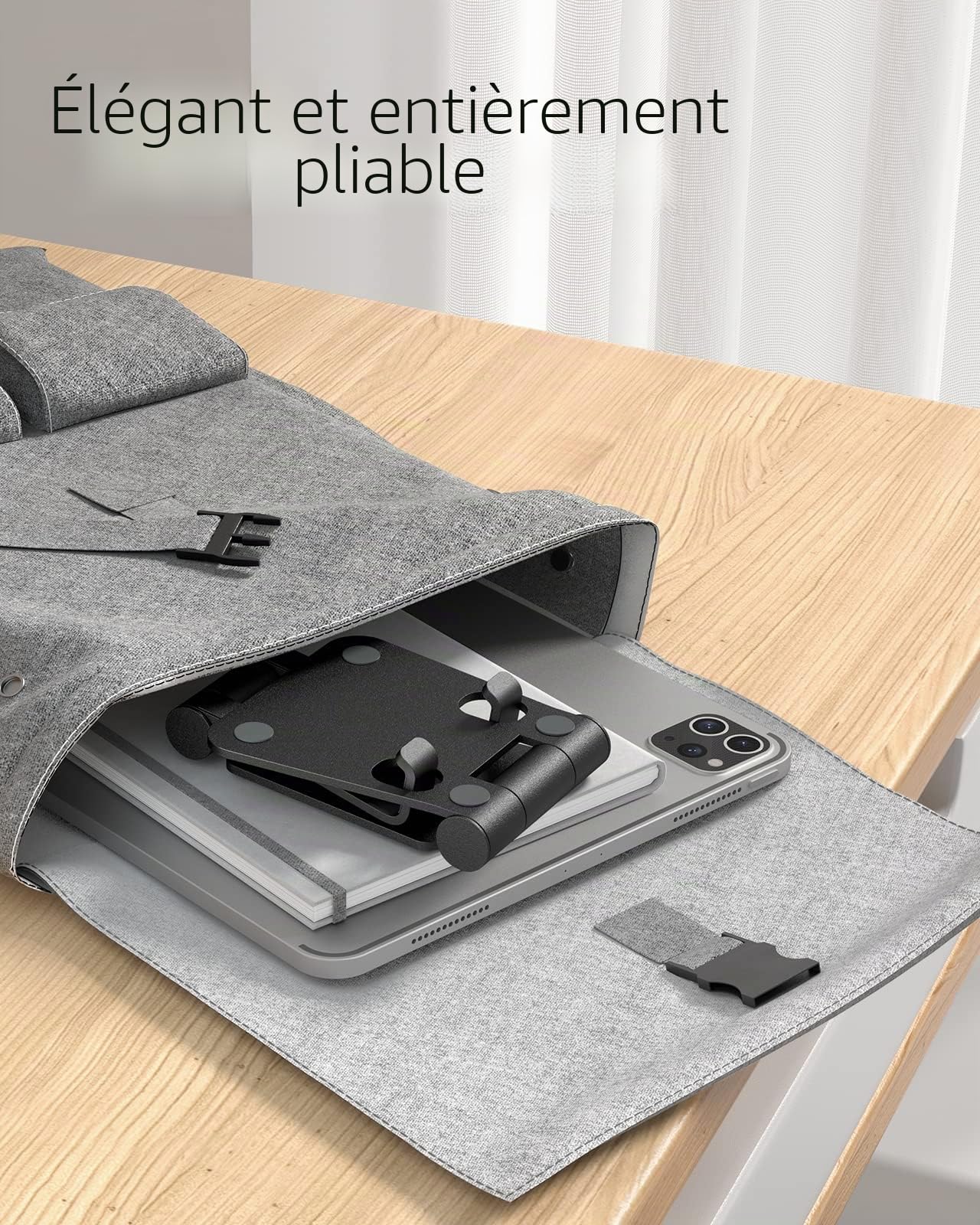 Nulaxy Support Téléphone Réglable Pliable Bureau, Compatible iPhone Samsung Huawei Smartphones, Noir