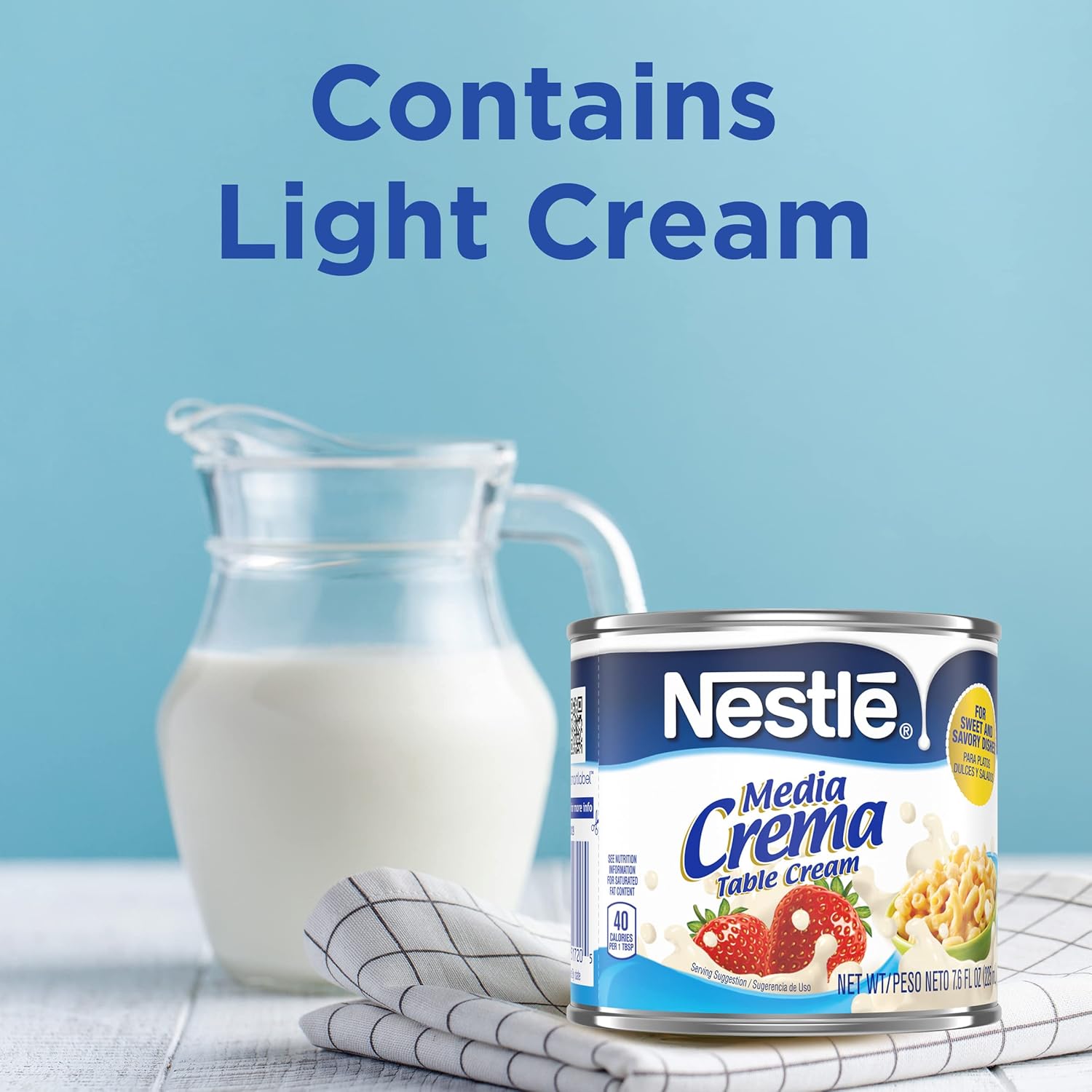 Media Crema Table Cream Cans – Add Rich, Creamy Texture to Sweet and Savory Dishes, Shelf Stable Table Cream,7.6 Fl Oz (Pack of 8)