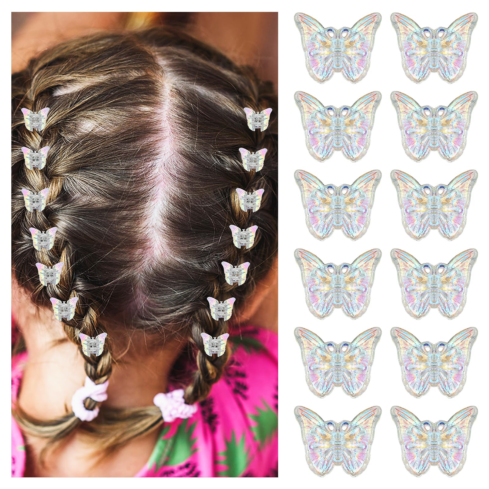 Ouligay 12 piezas de accesorios para el cabello de colores brillantes – Mini pinzas de mariposa para el pelo y pinzas pequeñas para niñas y mujeres (color brillantina)
