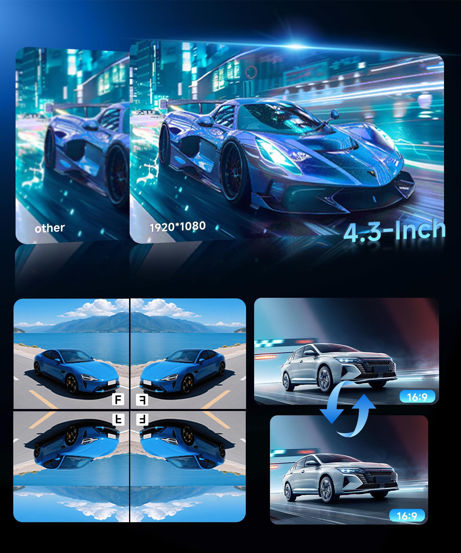 VECHTEL Bezprzewodowa kamera cofania 1080p 12 V, ekran IPS 4,3 cala, dyrektywy DIY, widoczność w nocy, wodoszczelność IP68