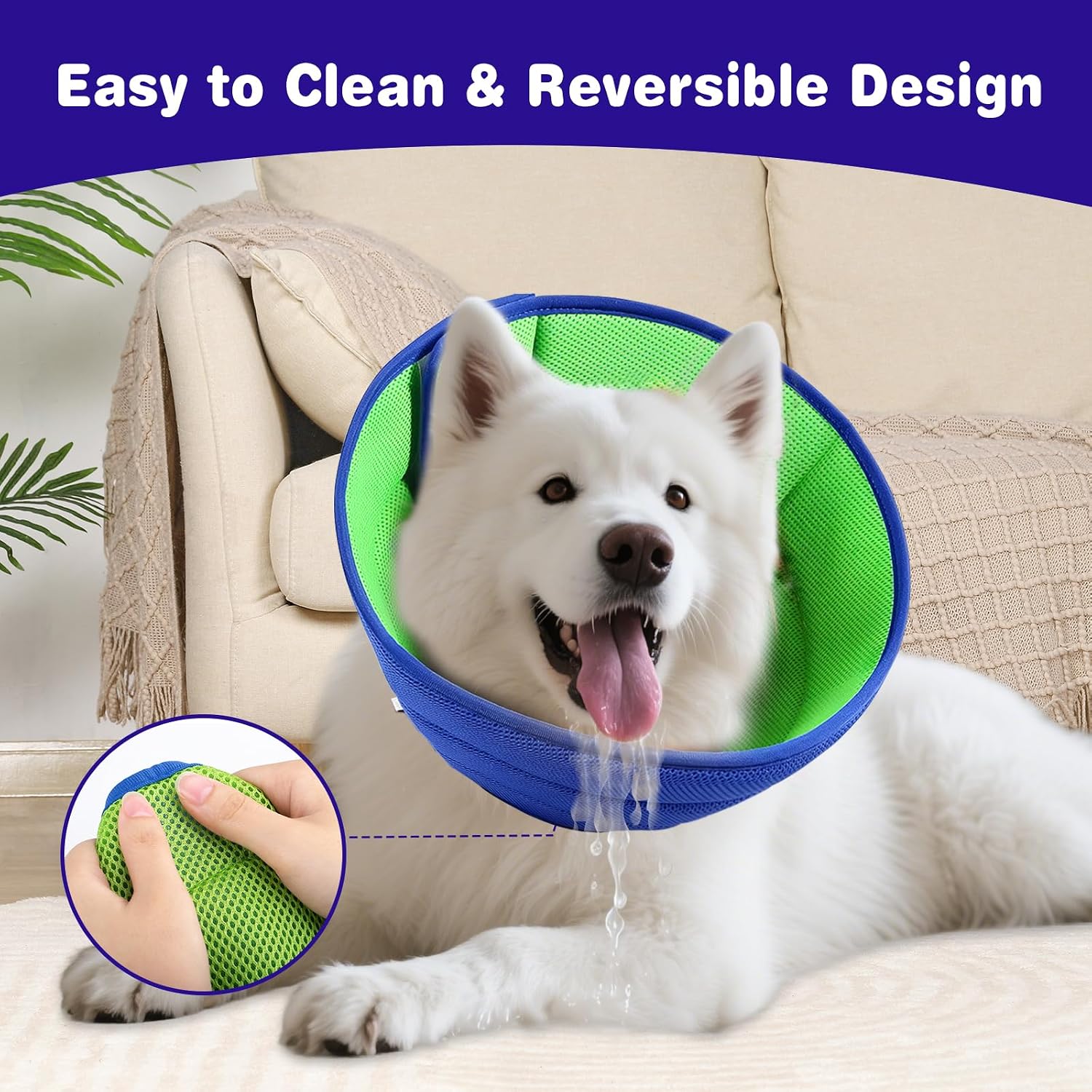 Soft Dog Cone Collar Alternative, Comfortable Cones for Medium Large Dogs to Stop Licking After Surgery, Comfy Elizabethan Collars, Neuter Recovery Ecollars of Shame Alternatives