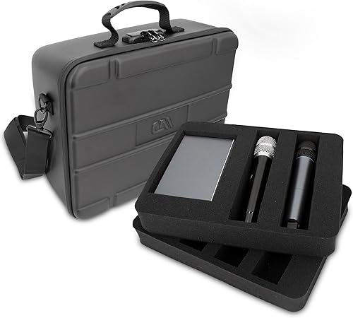CASEMATIX Funda de micrófono portátil compatible con Sennheiser Shure y más sistemas de micrófono inalámbricos, espuma personalizable de doble capa