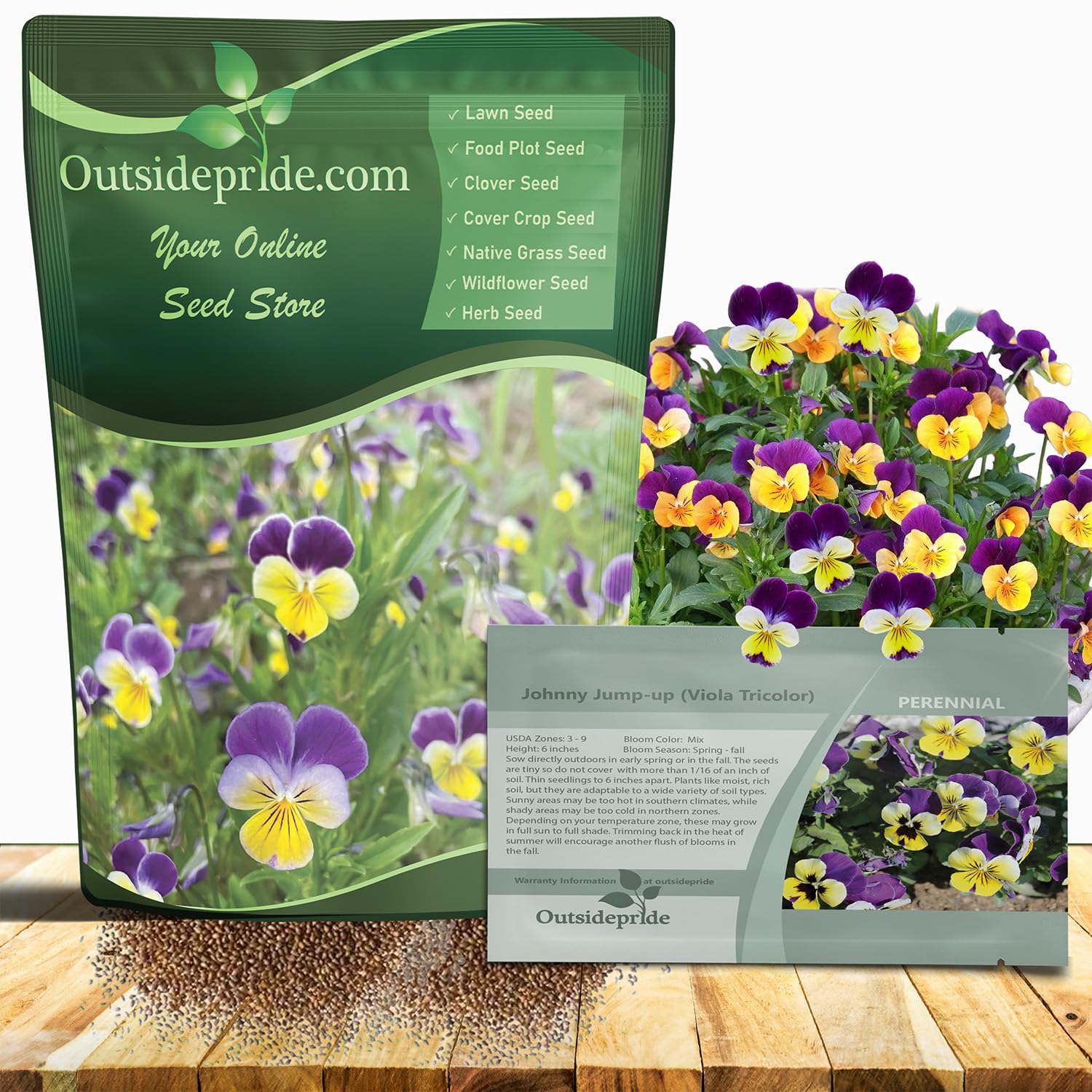 Outsidepride Johnny Jump Up Viola Wild Flower Seeds - 5000 Pcs Easy-to-Grow, Compact & Hardy Perennial Seeds for Planting Outdoors, Ideal for Pollinators, Garden Beds, Containers, & Hanging Baskets