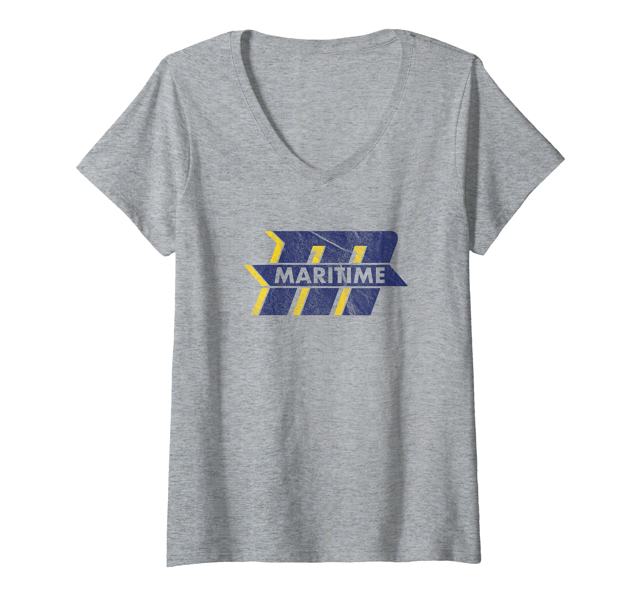 Womens Massachusetts Maritime Academy Buccaneers Distressed Primary V-Neck T-Shirt