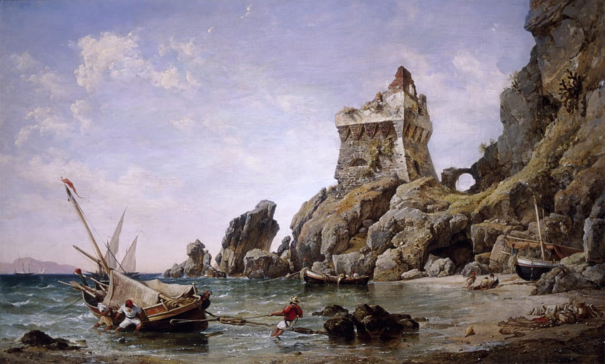 RZHRHJES Retro Picture Portrait Oil Painting Modern Wall Artwork Salerno Italy by Edward William Cooke Canvas Poster for Home Decor 60x90cm